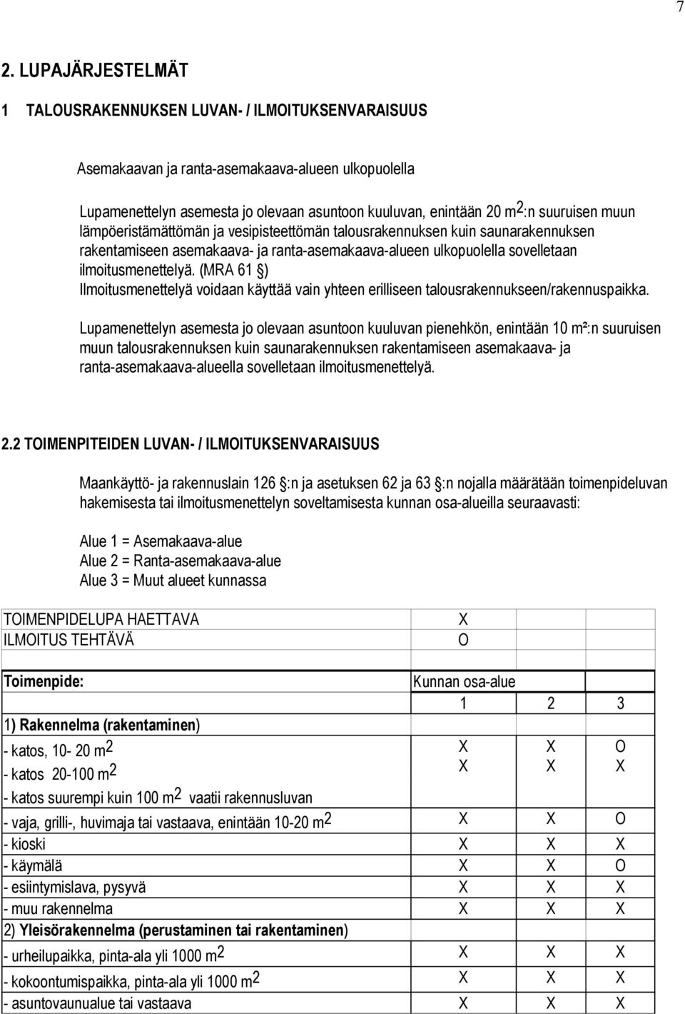 (MRA 61 ) Ilmoitusmenettelyä voidaan käyttää vain yhteen erilliseen talousrakennukseen/rakennuspaikka.