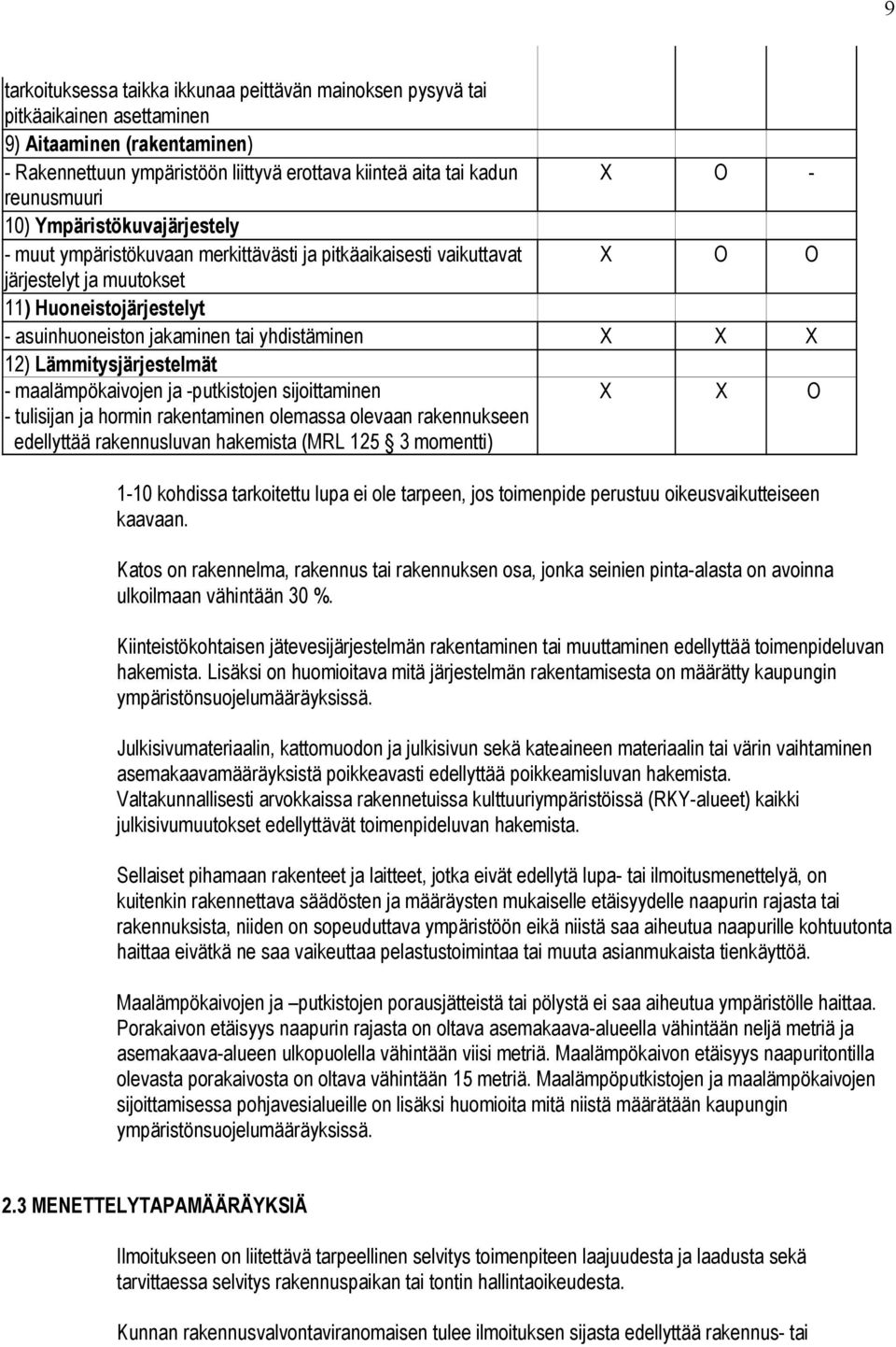 yhdistäminen 12) Lämmitysjärjestelmät - maalämpökaivojen ja -putkistojen sijoittaminen - tulisijan ja hormin rakentaminen olemassa olevaan rakennukseen edellyttää rakennusluvan hakemista (MRL 125 3