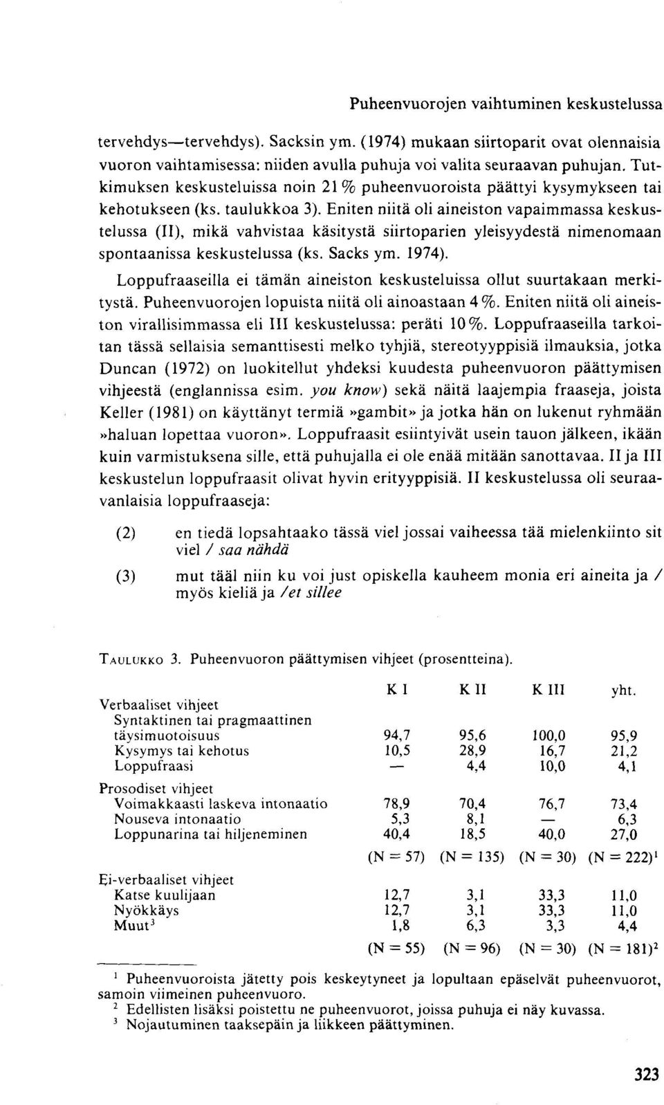 Eniten niitä oli aineiston vapaimmassa keskustelussa (II), mikä vahvistaa käsitystä siirtoparien yleisyydestä nimenomaan spontaanissa keskustelussa (ks. Sacks ym. 1974).