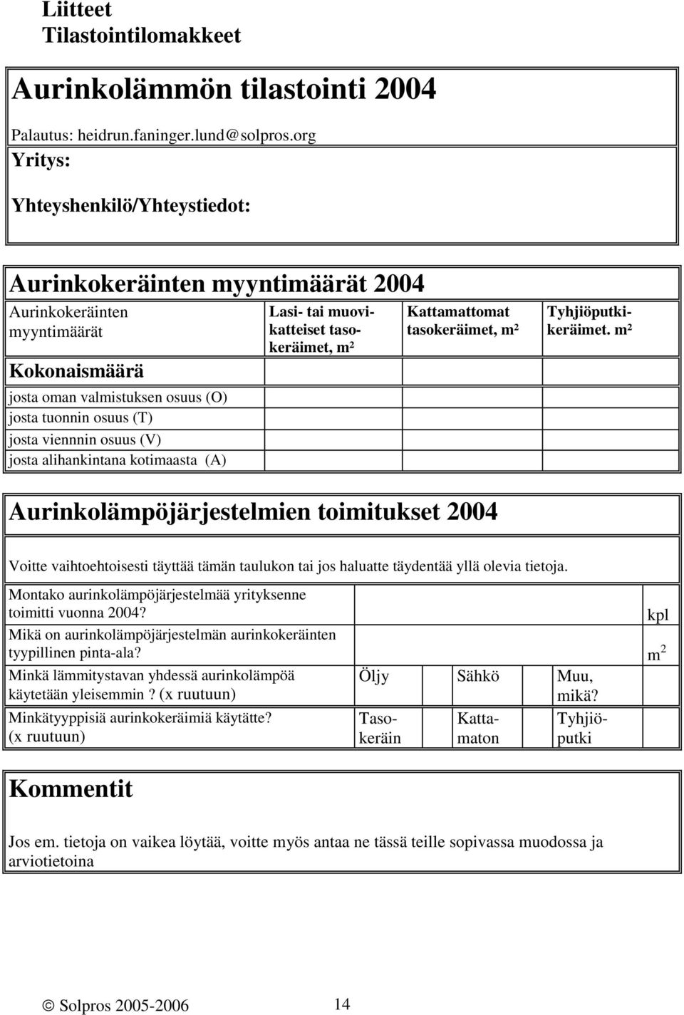 (V) josta alihankintana kotimaasta (A) Lasi- tai muovikatteiset tasokeräimet, m² Kattamattomat tasokeräimet, m² Tyhjiöputkikeräimet.