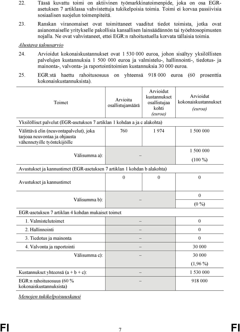 Ne ovat vahvistaneet, ettei EGR:n rahoitustuella korvata tällaisia toimia. Alustava talousarvio 24.