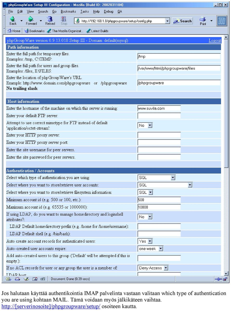 using kohtaan MAIL.