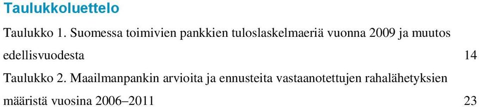 2009 ja muutos edellisvuodesta 14 Taulukko 2.