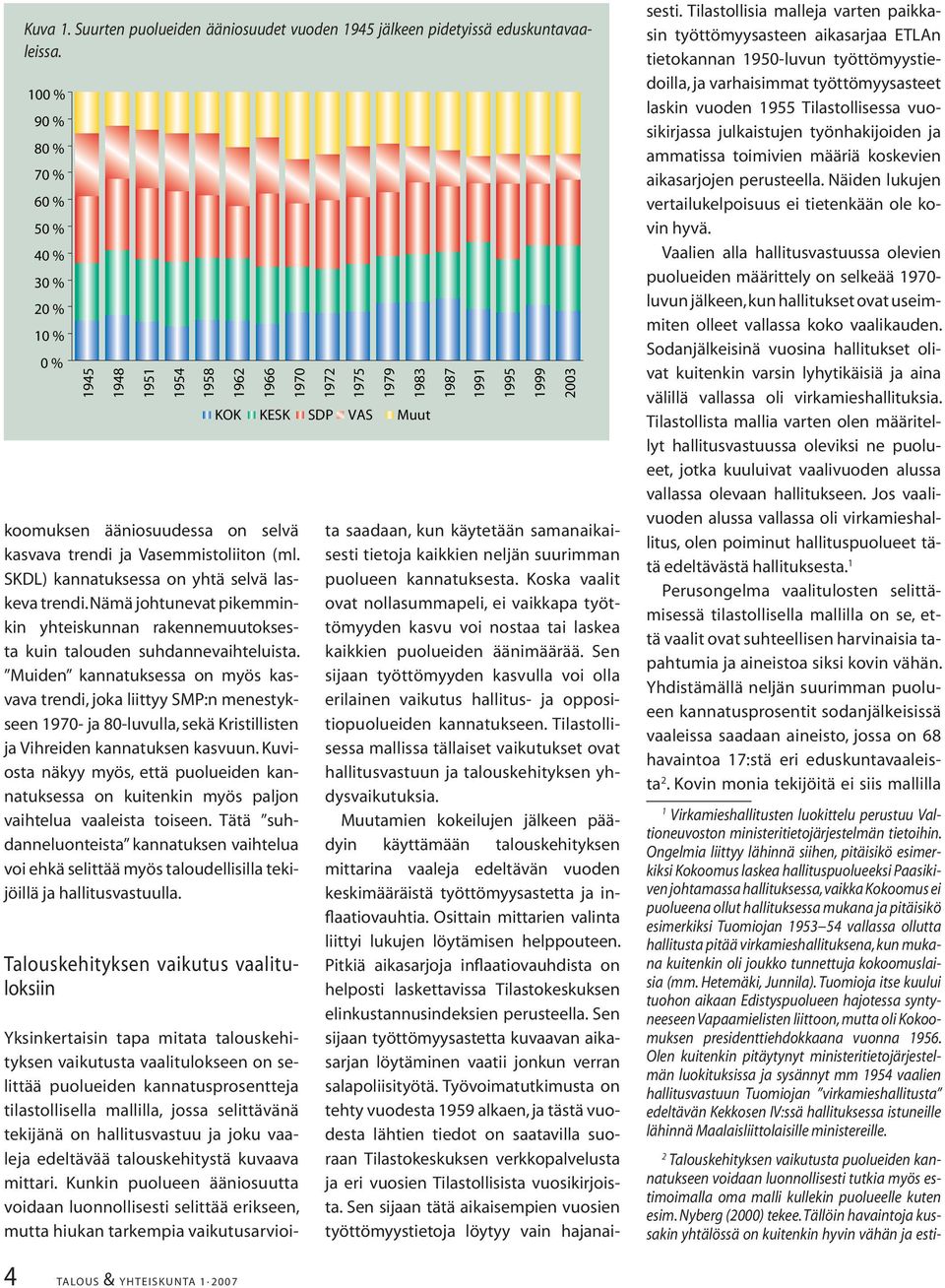 SKDL) kannatuksessa on yhtä selvä laskeva trendi. Nämä johtunevat pikemminkin yhteiskunnan rakennemuutoksesta kuin talouden suhdannevaihteluista.