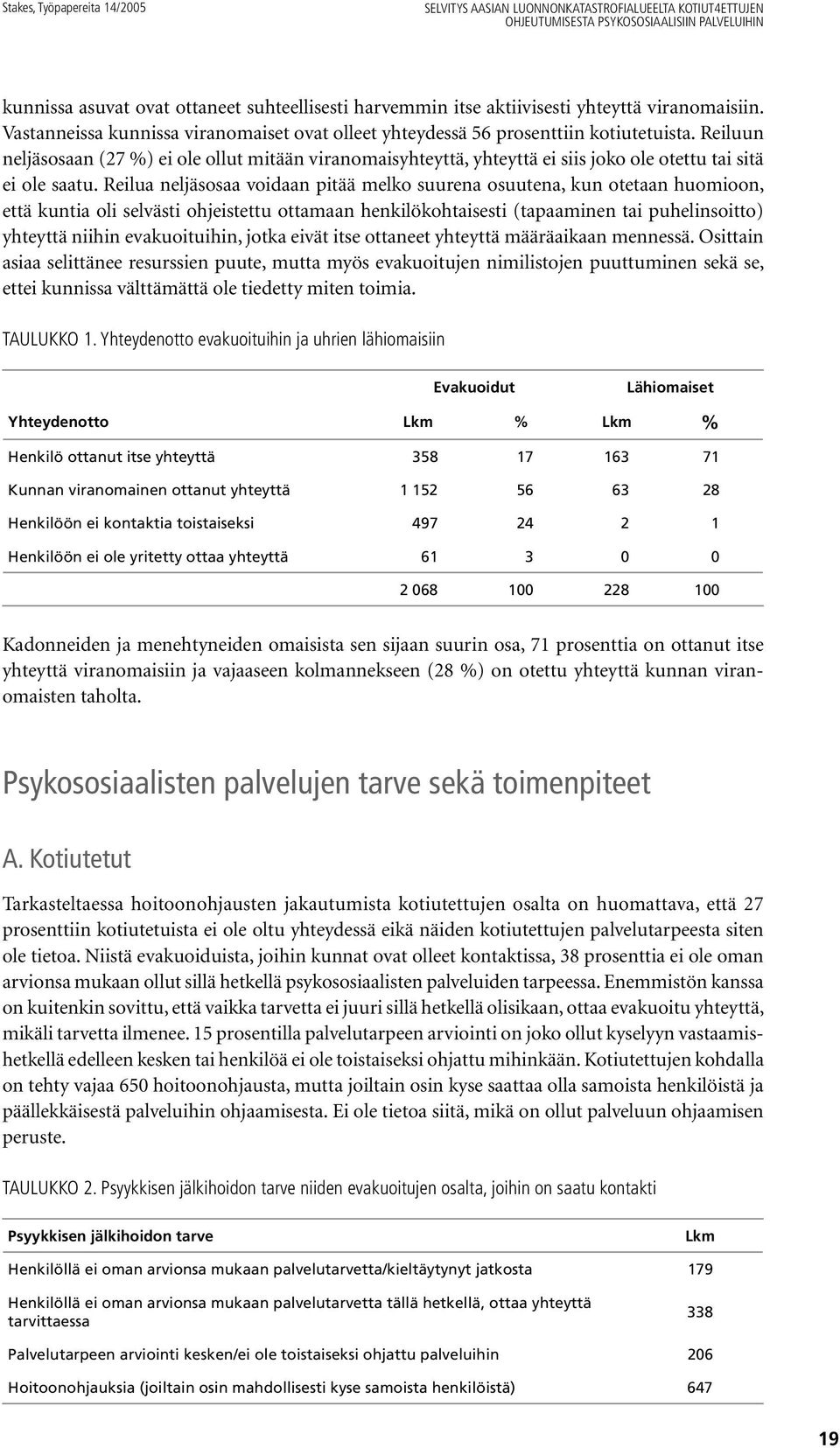 Reilua neljäsosaa voidaan pitää melko suurena osuutena, kun otetaan huomioon, että kuntia oli selvästi ohjeistettu ottamaan henkilökohtaisesti (tapaaminen tai puhelinsoitto) yhteyttä niihin