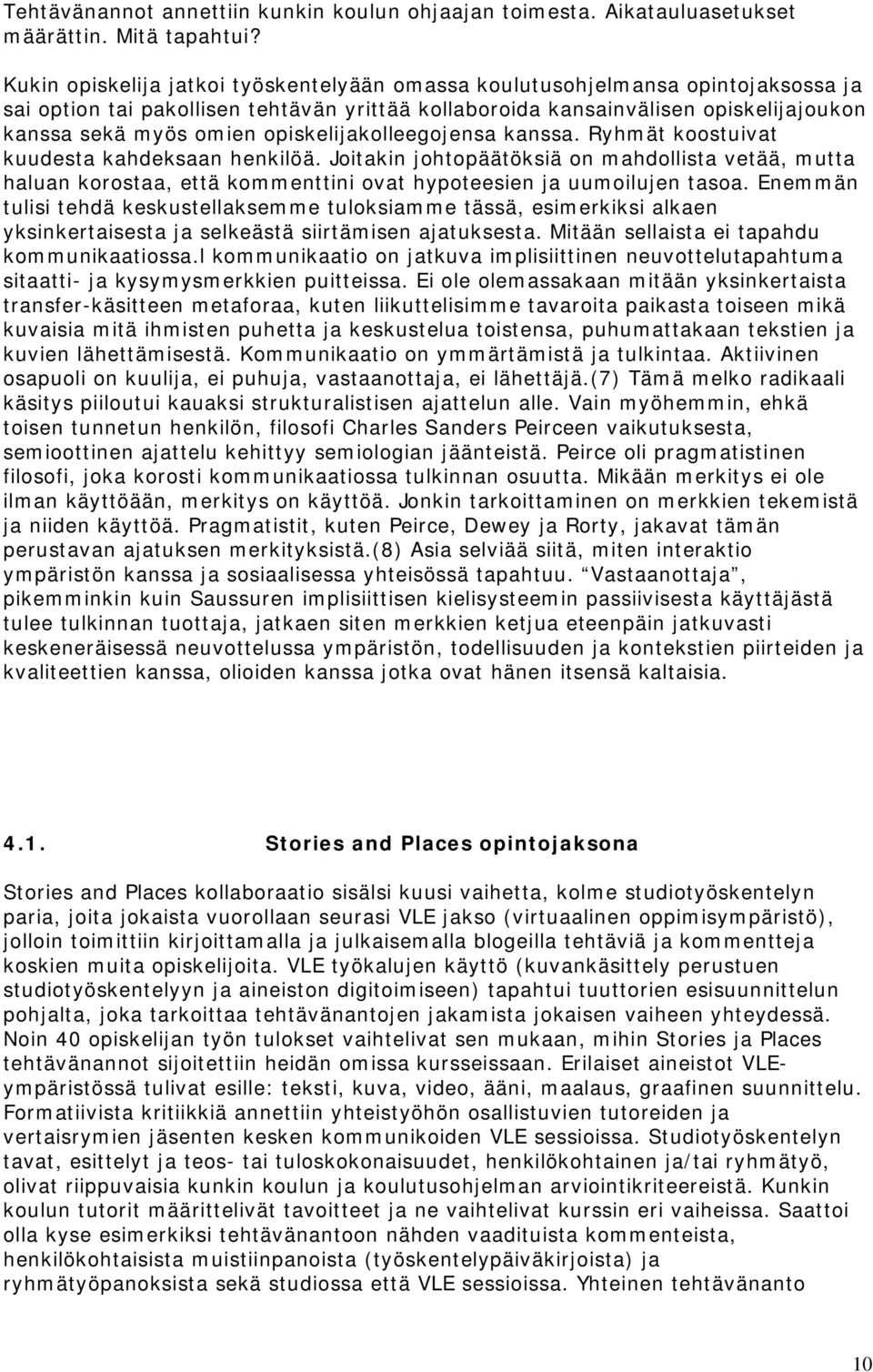 opiskelijakolleegojensa kanssa. Ryhmät koostuivat kuudesta kahdeksaan henkilöä.