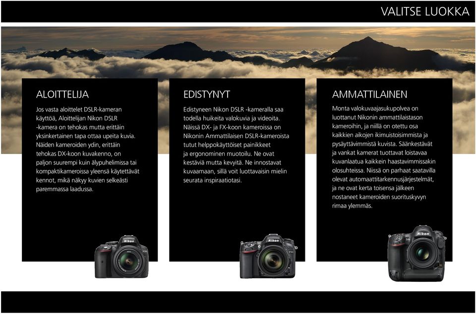 Edistyneen Nikon DSLR -kameralla saa todella huikeita valokuvia ja videoita.