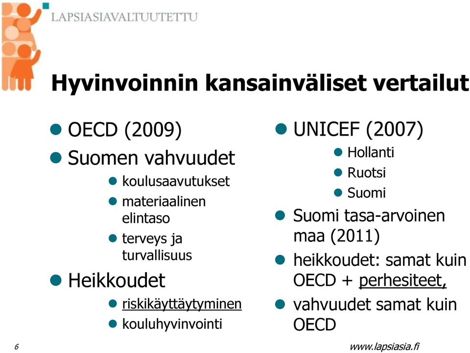 riskikäyttäytyminen kouluhyvinvointi UNICEF (2007) Hollanti Ruotsi Suomi Suomi