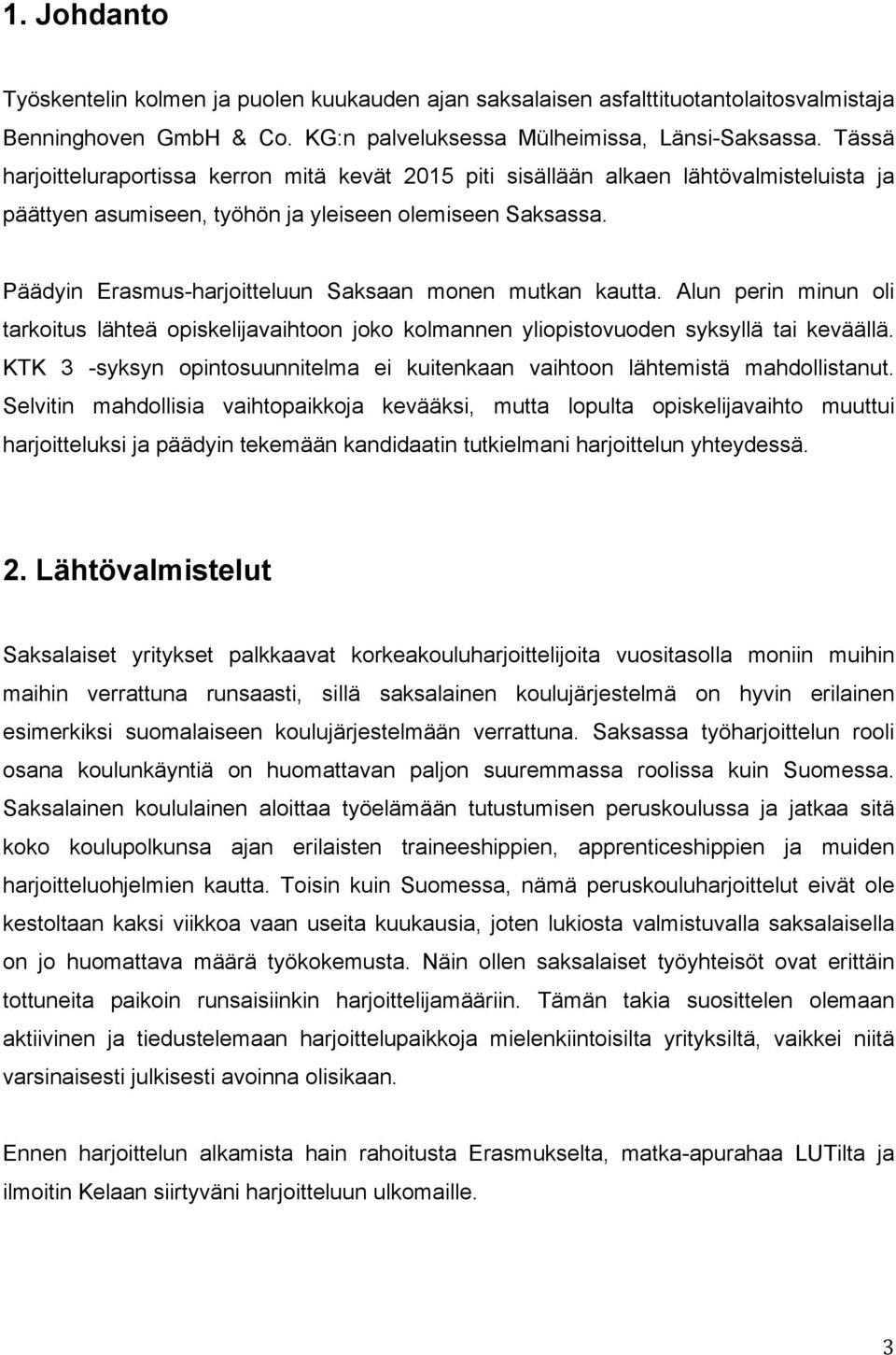 Päädyin Erasmus-harjoitteluun Saksaan monen mutkan kautta. Alun perin minun oli tarkoitus lähteä opiskelijavaihtoon joko kolmannen yliopistovuoden syksyllä tai keväällä.
