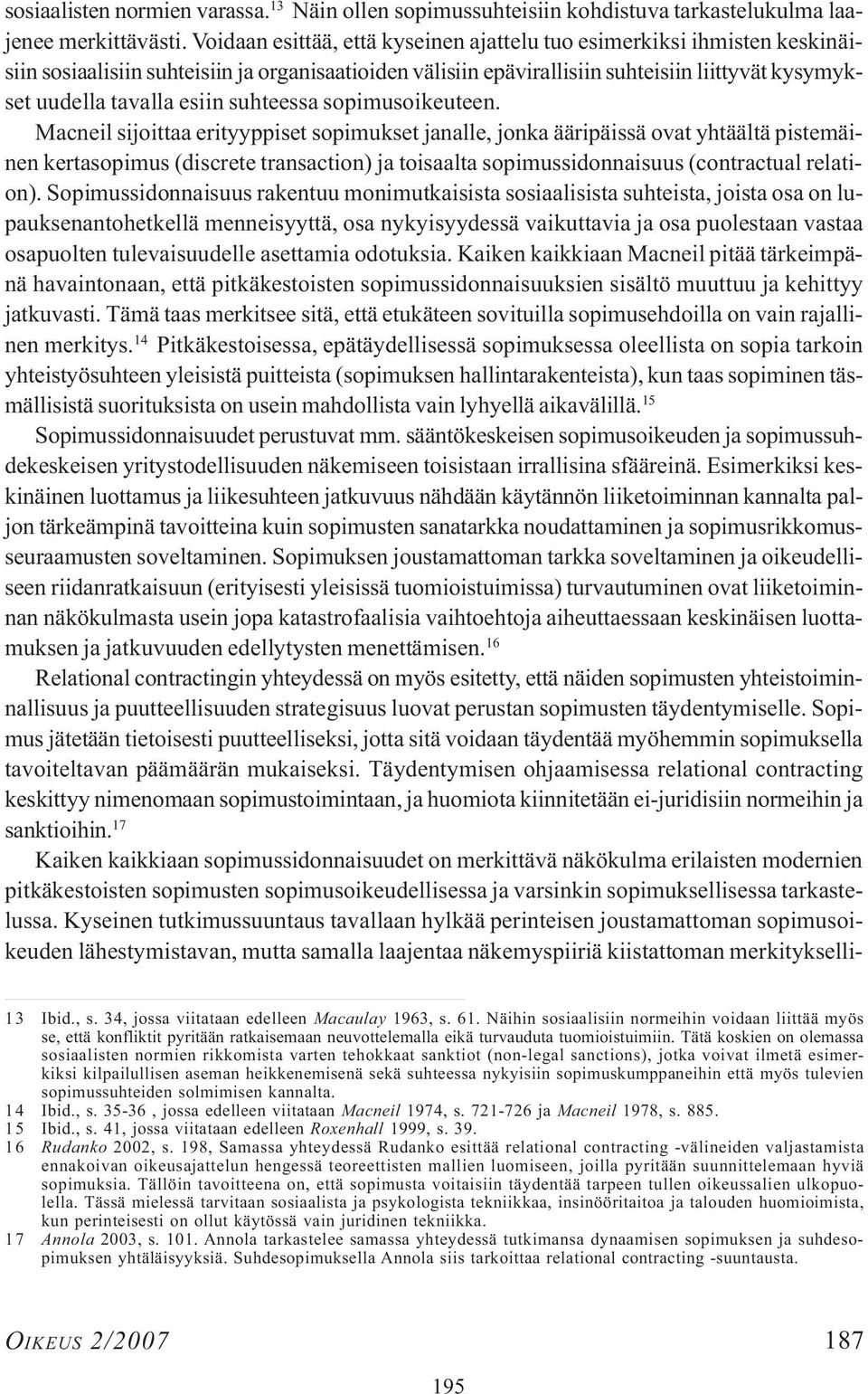 suhteessa sopimusoikeuteen.