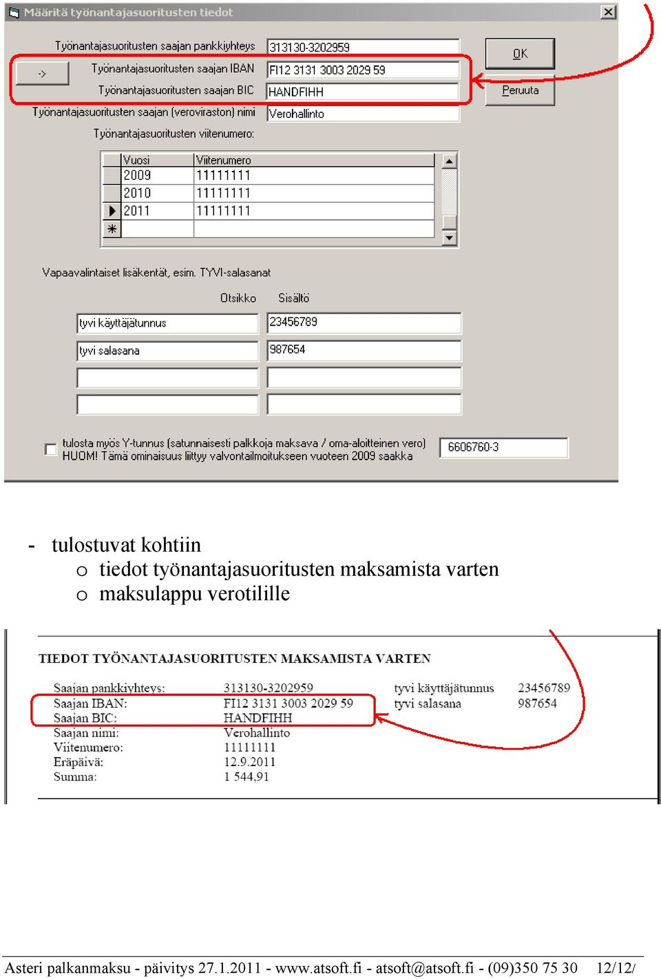 maksulappu verotilille Asteri palkanmaksu -