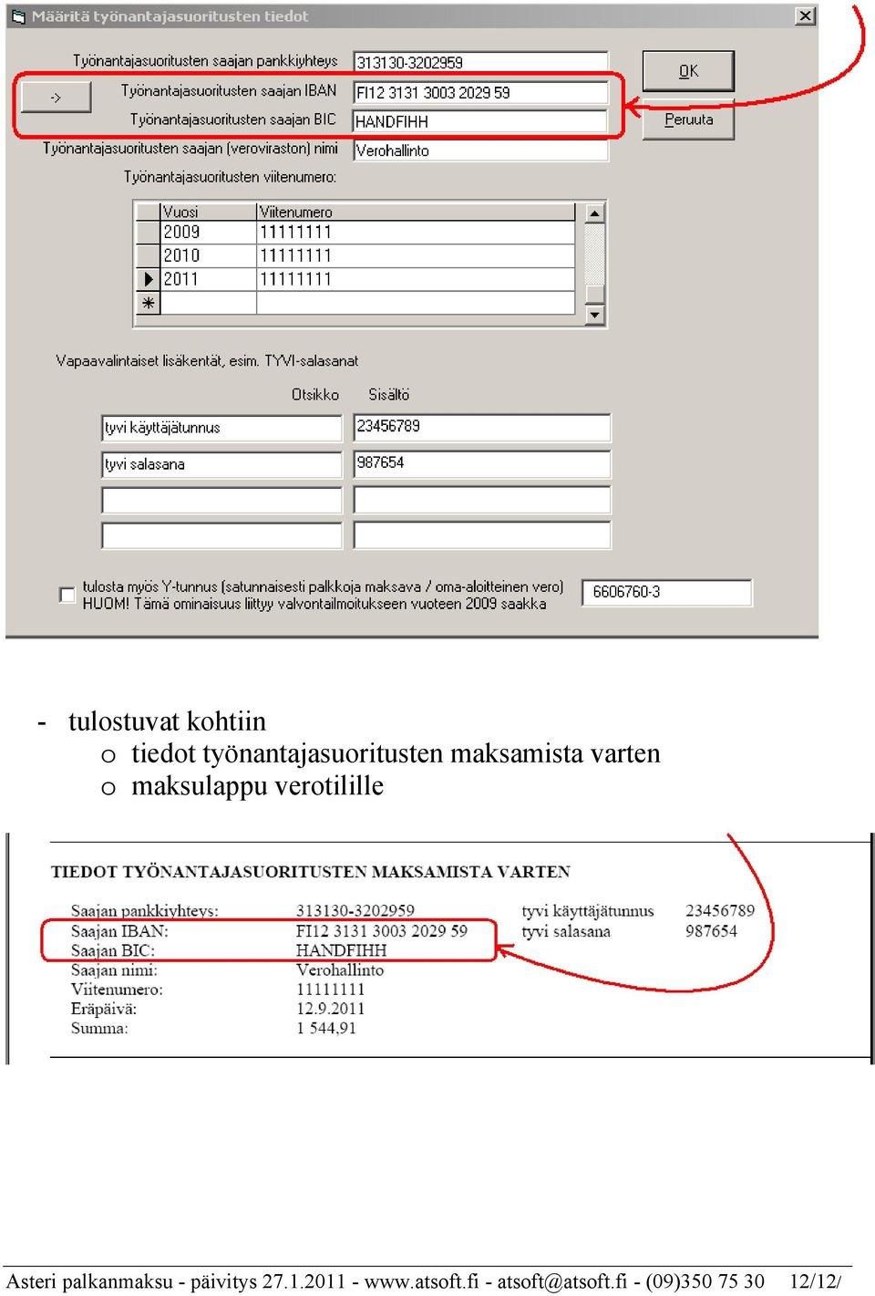 maksulappu verotilille Asteri palkanmaksu -