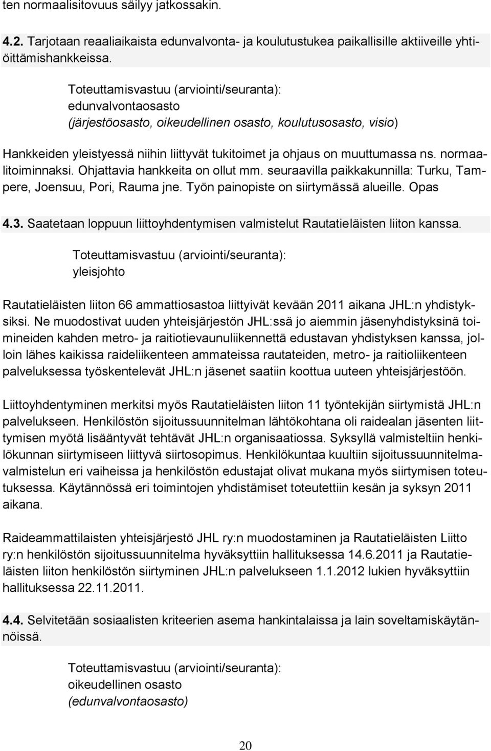 Ohjattavia hankkeita on ollut mm. seuraavilla paikkakunnilla: Turku, Tampere, Joensuu, Pori, Rauma jne. Työn painopiste on siirtymässä alueille. Opas 4.3.