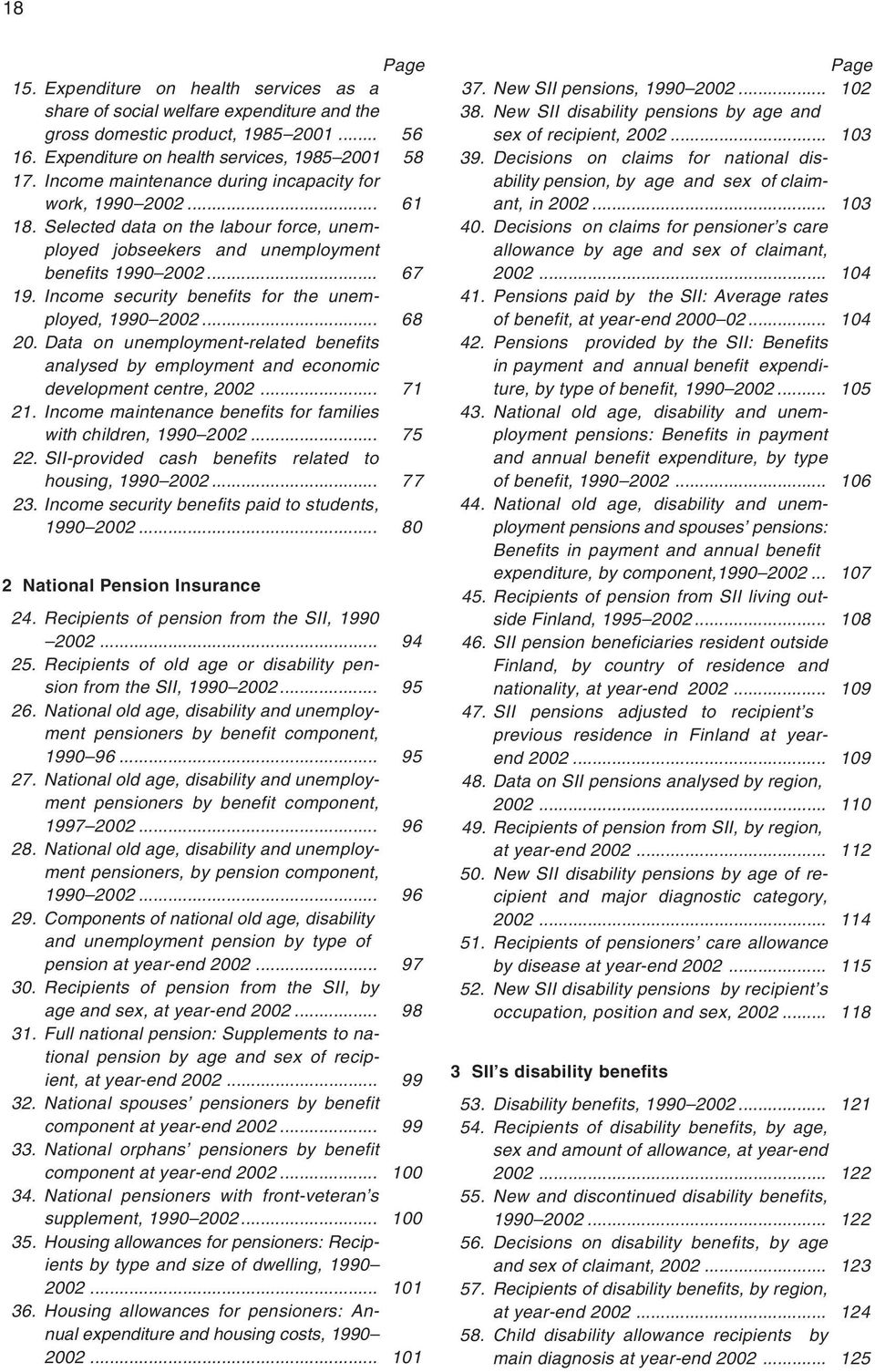 Income security benefits for the unemployed, 1990 2002... 68 20. Data on unemployment-related benefits analysed by employment and economic development centre, 2002... 71 21.