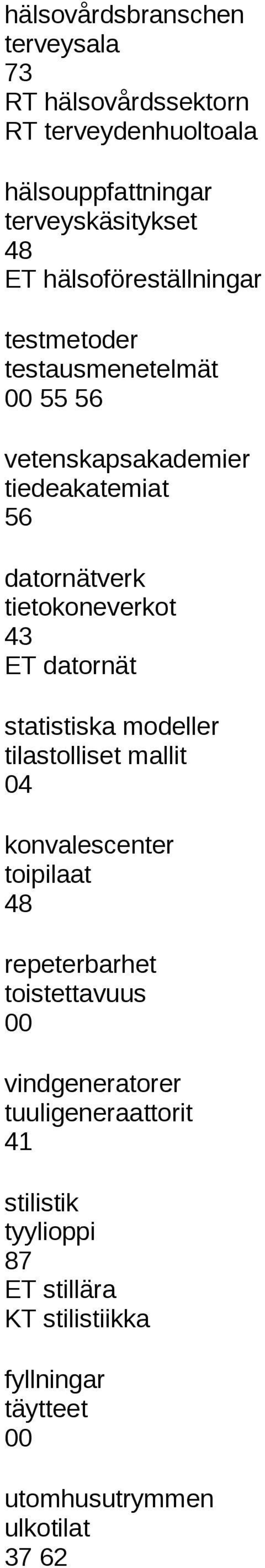 tietokoneverkot 43 ET datornät statistiska modeller tilastolliset mallit 04 konvalescenter toipilaat repeterbarhet