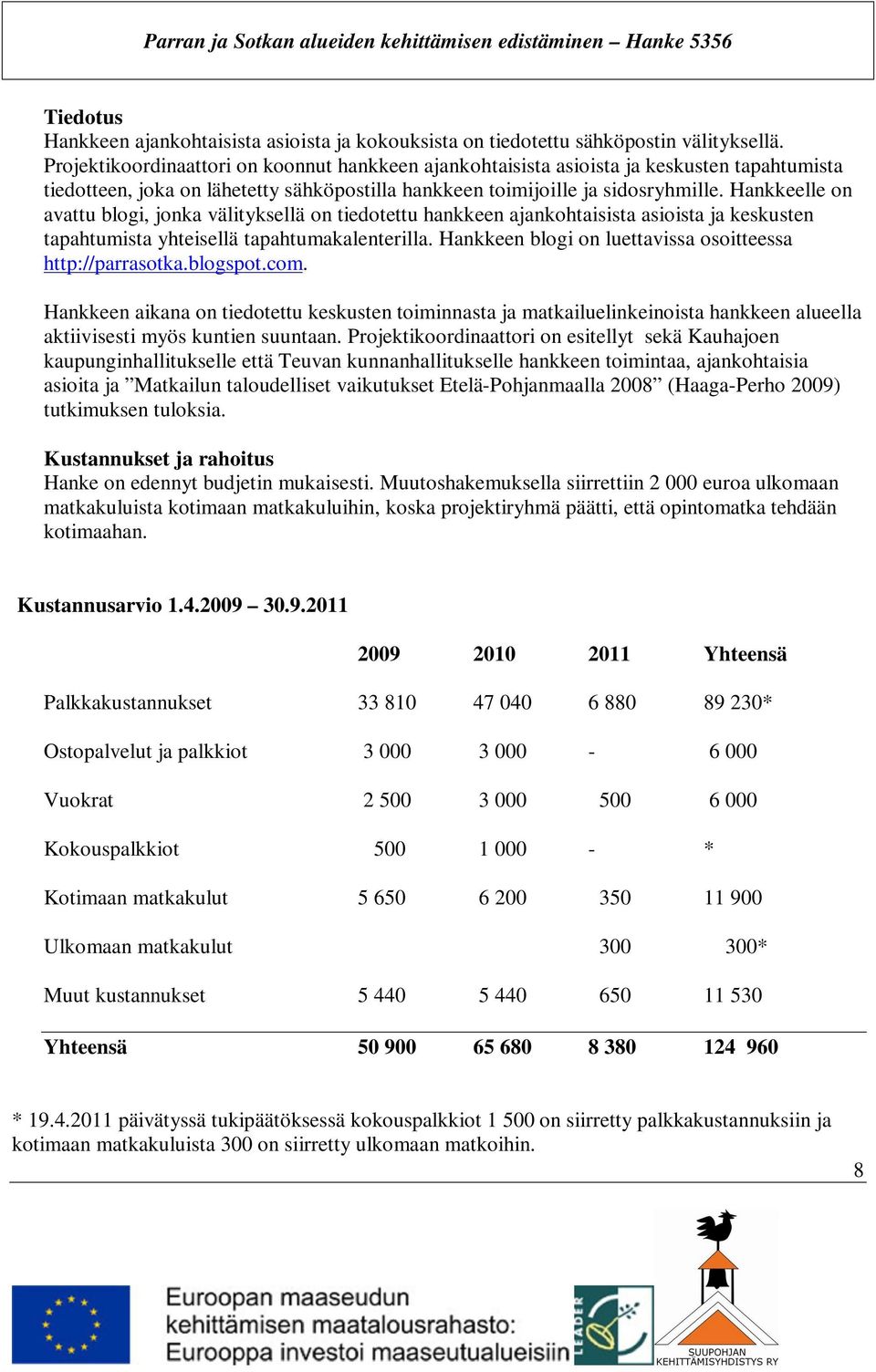 Hankkeelle on avattu blogi, jonka välityksellä on tiedotettu hankkeen ajankohtaisista asioista ja keskusten tapahtumista yhteisellä tapahtumakalenterilla.