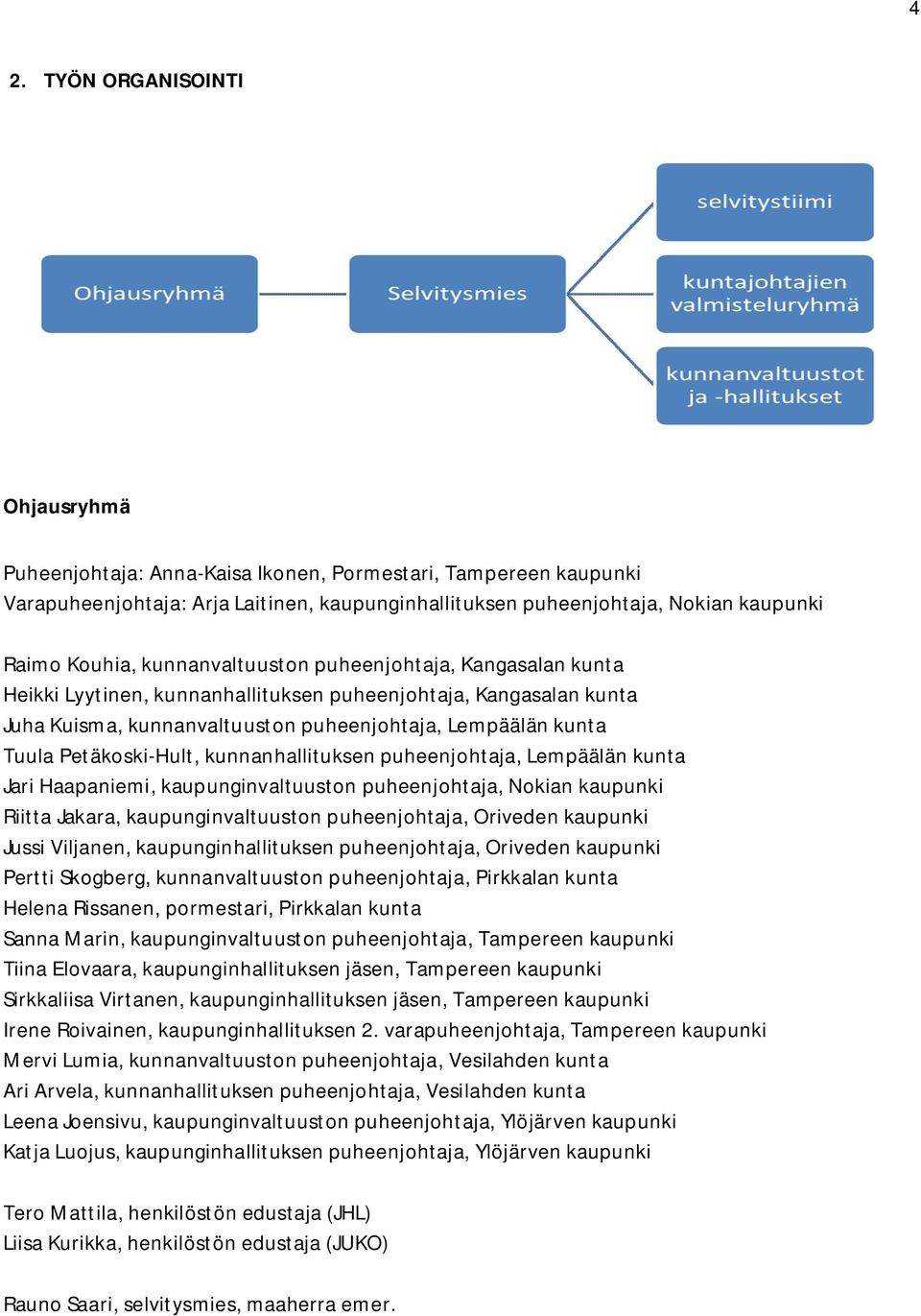 kunnanhallituksen puheenjohtaja, Lempäälän kunta Jari Haapaniemi, kaupunginvaltuuston puheenjohtaja, Nokian kaupunki Riitta Jakara, kaupunginvaltuuston puheenjohtaja, Oriveden kaupunki Jussi