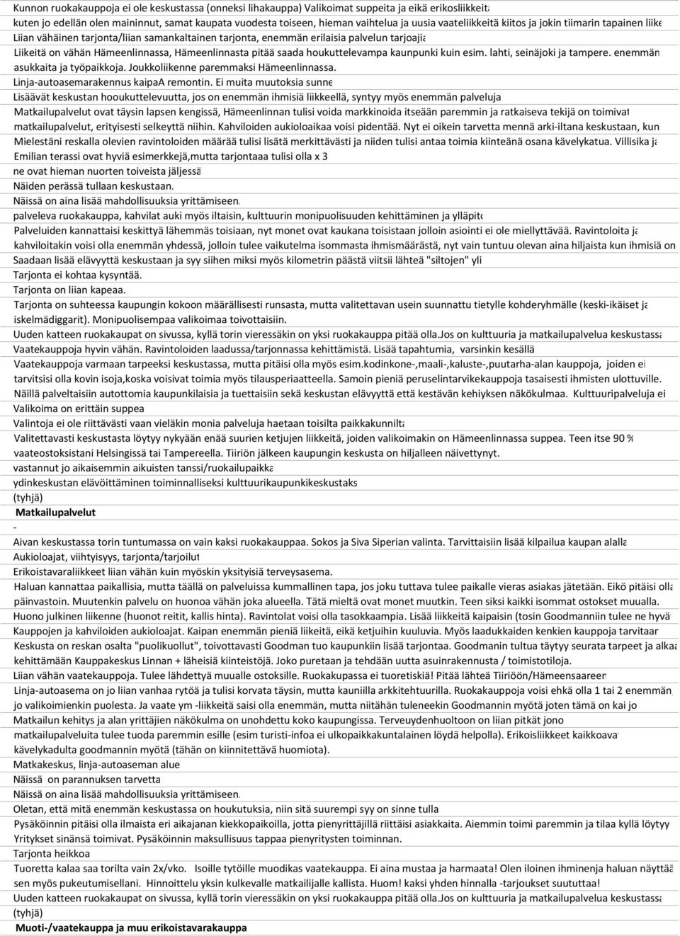 pitää saada houkuttelevampa kaunpunki kuin esim. lahti, seinäjoki ja tampere. enemmän asukkaita ja työpaikkoja. Joukkoliikenne paremmaksi Hämeenlinnassa. Linja-autoasemarakennus kaipaa remontin.