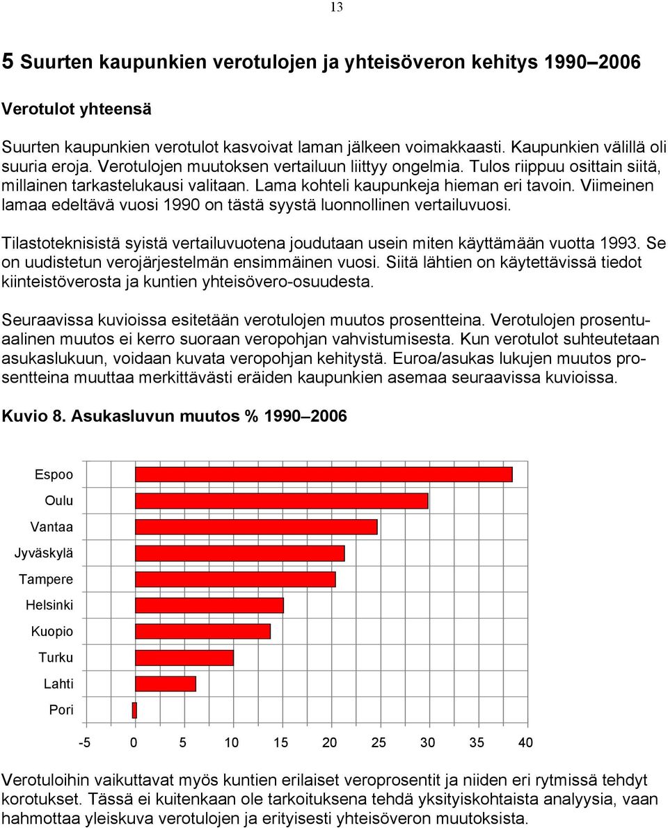 Viimeinen lamaa edeltävä vuosi 1990 on tästä syystä luonnollinen vertailuvuosi. Tilastoteknisistä syistä vertailuvuotena joudutaan usein miten käyttämään vuotta 1993.