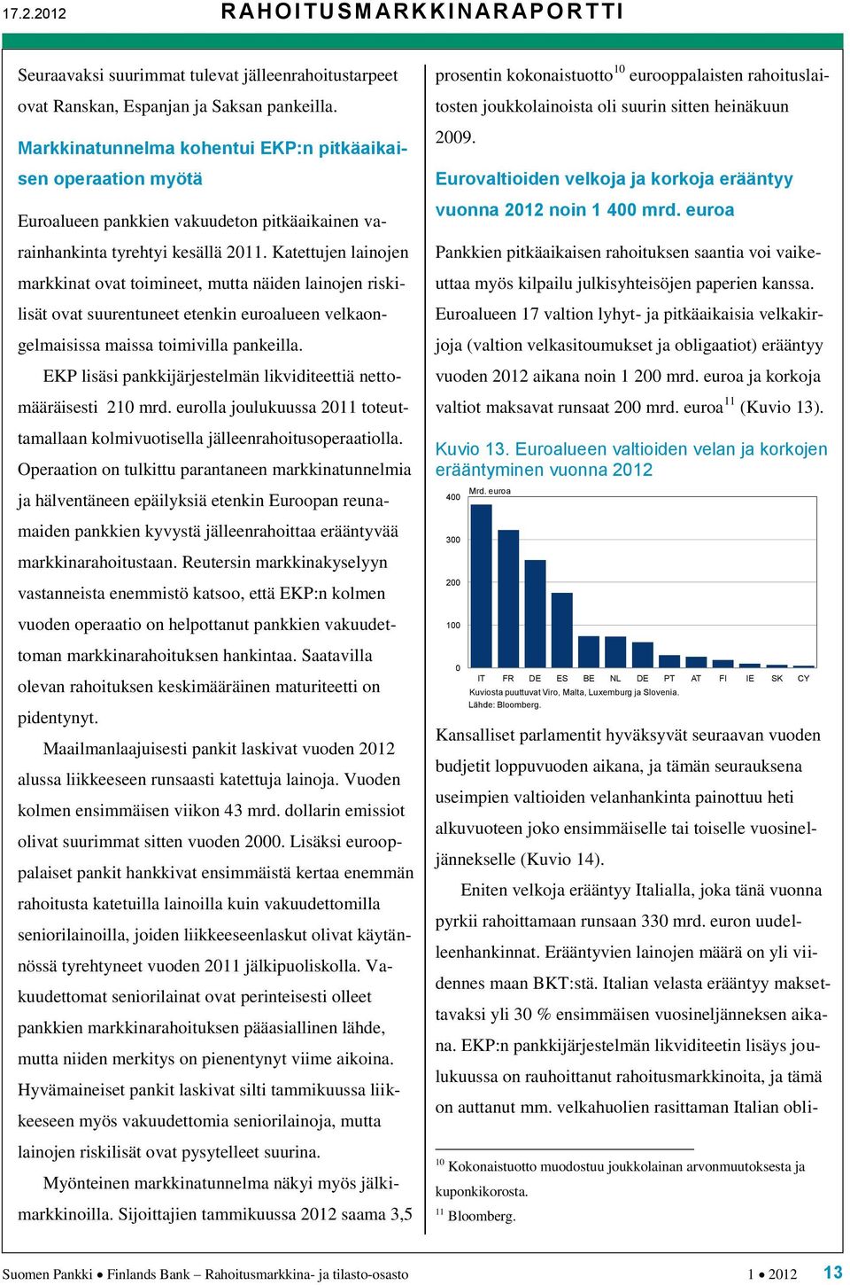 Katettujen lainojen markkinat ovat toimineet, mutta näiden lainojen riskilisät ovat suurentuneet etenkin euroalueen velkaongelmaisissa maissa toimivilla pankeilla.