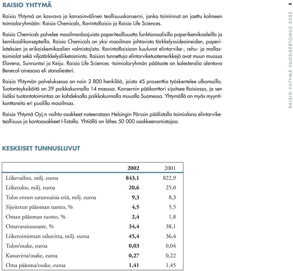 Raisio Chemicals on yksi maailman johtavista tärkkelyssideaineiden, paperilateksien ja erikoiskemikaalien valmistajista.