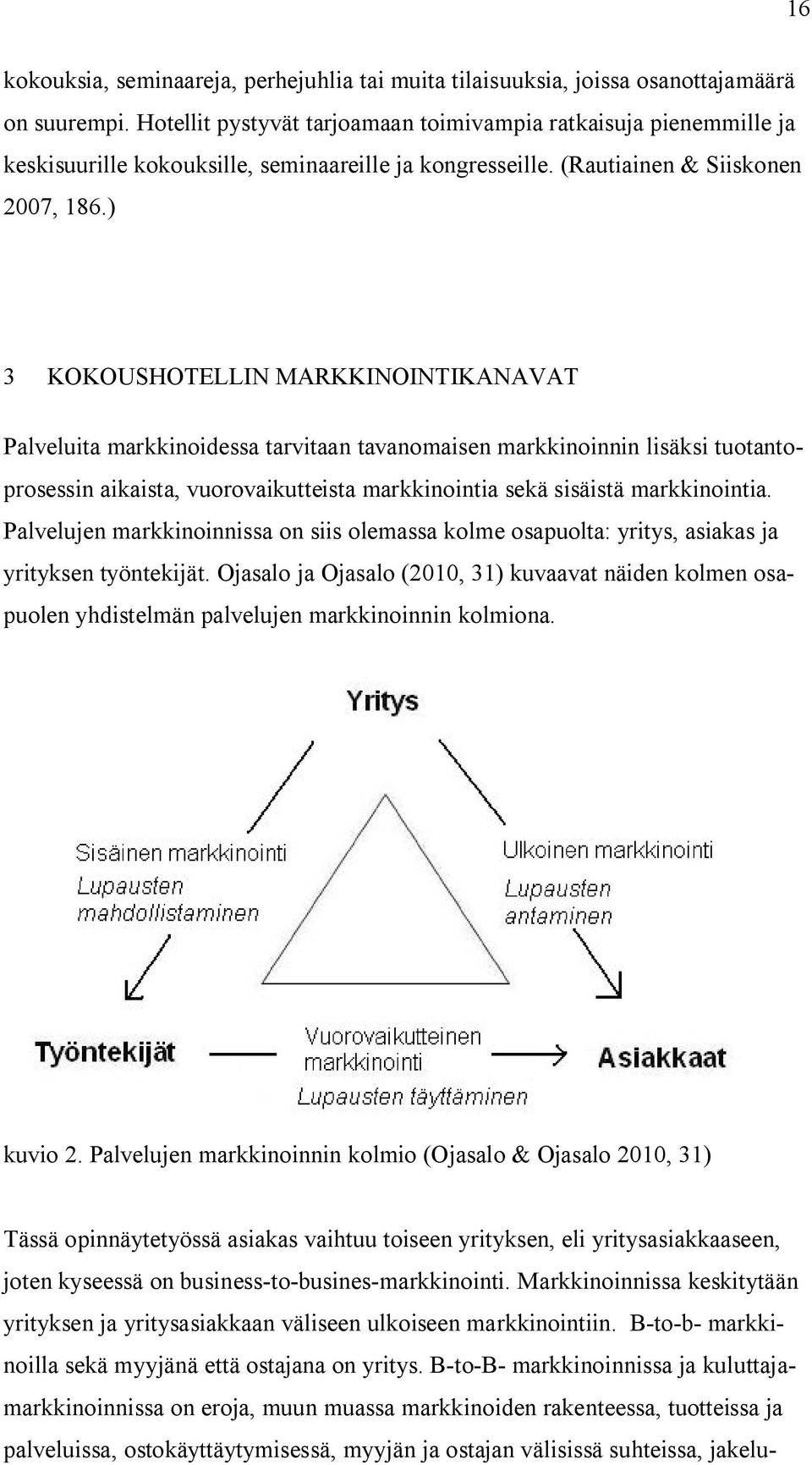 ) 3 KOKOUSHOTELLIN MARKKINOINTIKANAVAT Palveluita markkinoidessa tarvitaan tavanomaisen markkinoinnin lisäksi tuotantoprosessin aikaista, vuorovaikutteista markkinointia sekä sisäistä markkinointia.