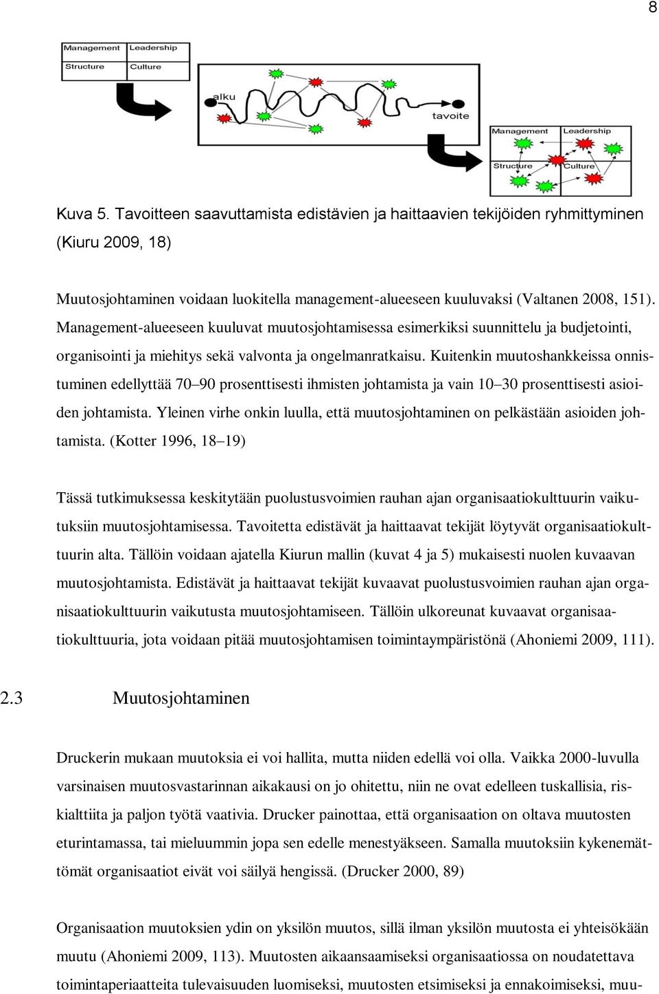 Kuitenkin muutoshankkeissa onnistuminen edellyttää 70 90 prosenttisesti ihmisten johtamista ja vain 10 30 prosenttisesti asioiden johtamista.