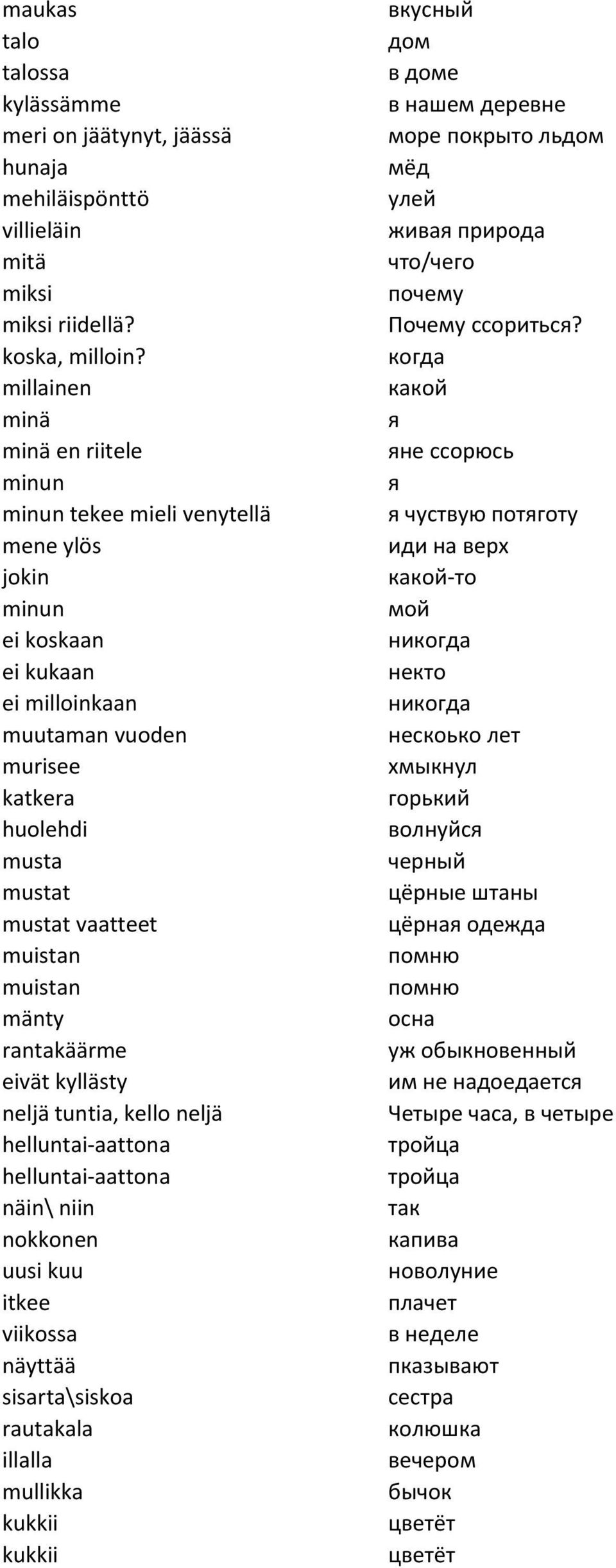 muistan muistan mänty rantakäärme eivät kyllästy neljä tuntia, kello neljä helluntai-aattona helluntai-aattona näin\ niin nokkonen uusi kuu itkee viikossa näyttää sisarta\siskoa rautakala illalla