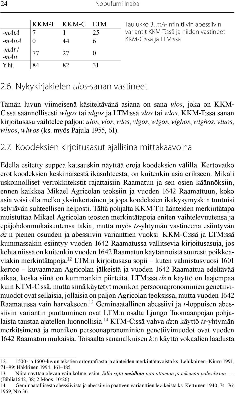 Nykykirjakielen ulos-sanan vastineet Tämän luvun viimeisenä käsiteltävänä asiana on sana ulos, joka on KKM- C:ssä säännöllisesti wlgos tai ulgos ja LTM:ssä vlos tai wlos.