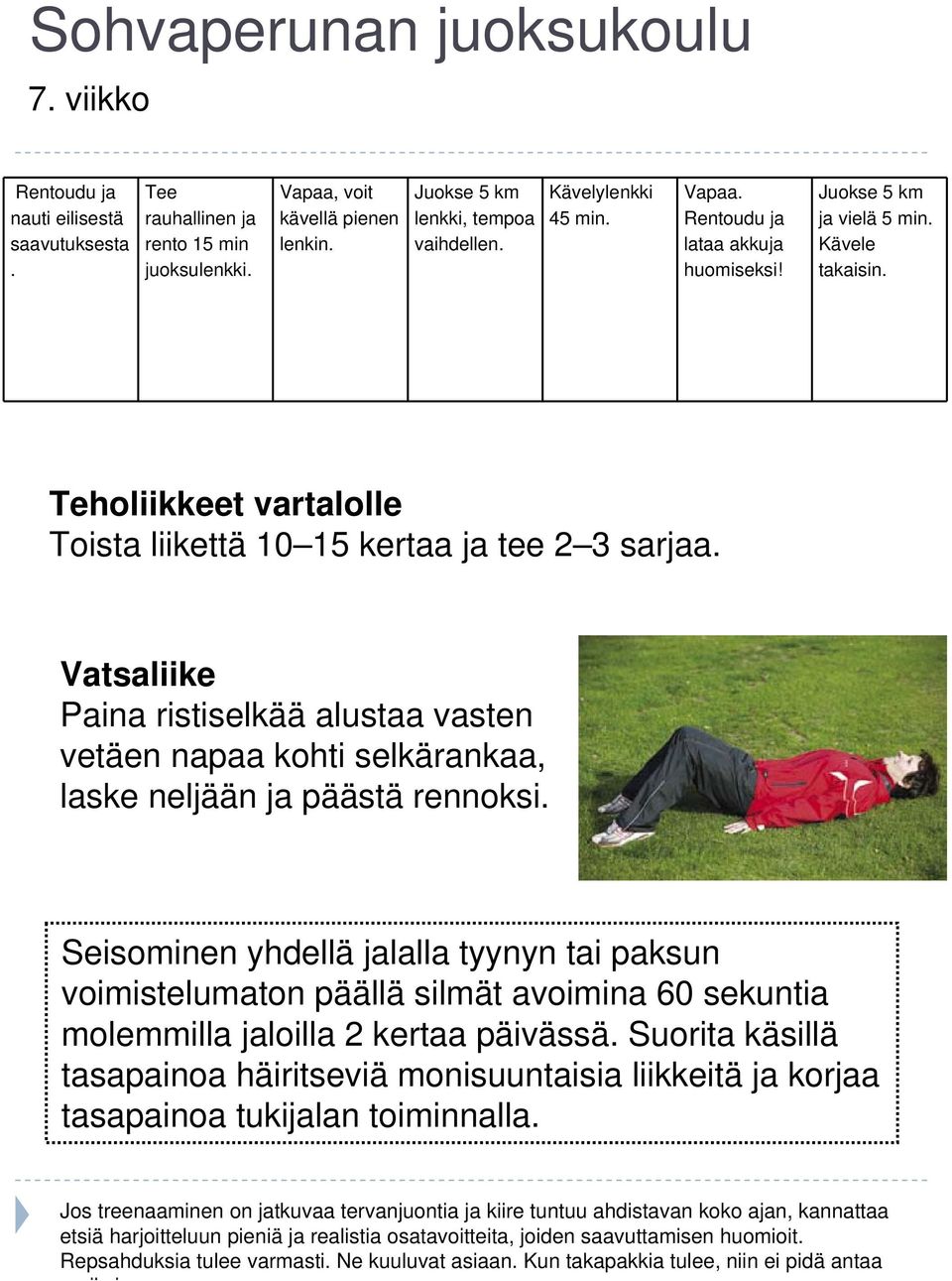 Vatsaliike Paina ristiselkää alustaa vasten vetäen napaa kohti selkärankaa, laske neljään ja päästä rennoksi.