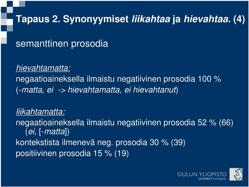 prosodia 100 % (-matta, ei -> hievahtamatta, ei hievahtanut) liikahtamatta: