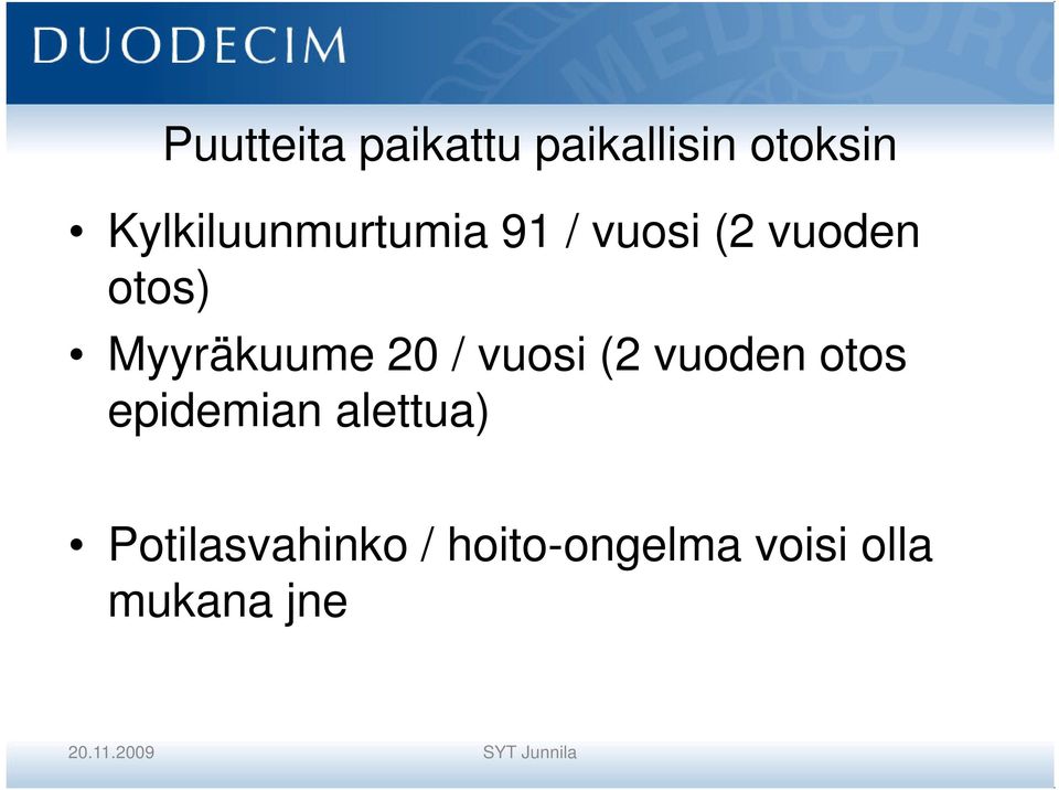 Myyräkuume 20 / vuosi (2 vuoden otos epidemian