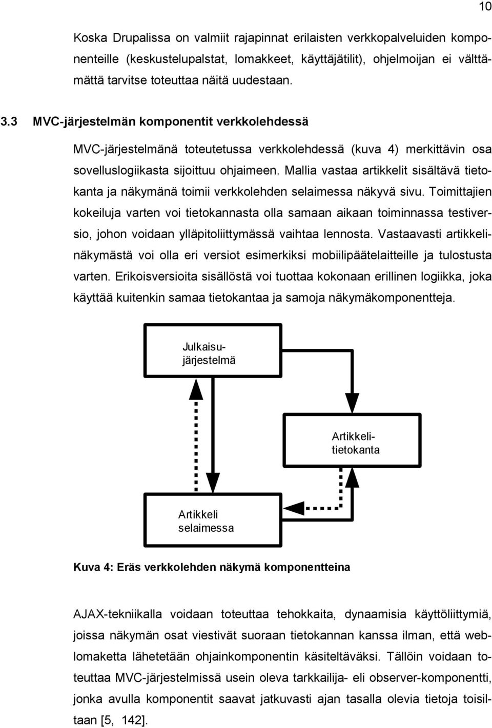 Mallia vastaa artikkelit sisältävä tietokanta ja näkymänä toimii verkkolehden selaimessa näkyvä sivu.