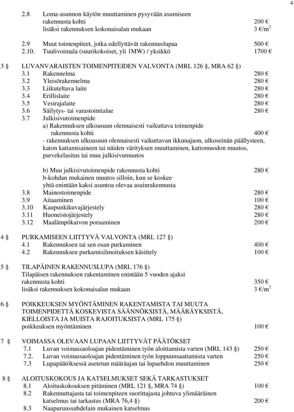 4 Erillislaite 280 3.5 Vesirajalaite 280 3.6 Säilytys- tai varastointialue 280 3.