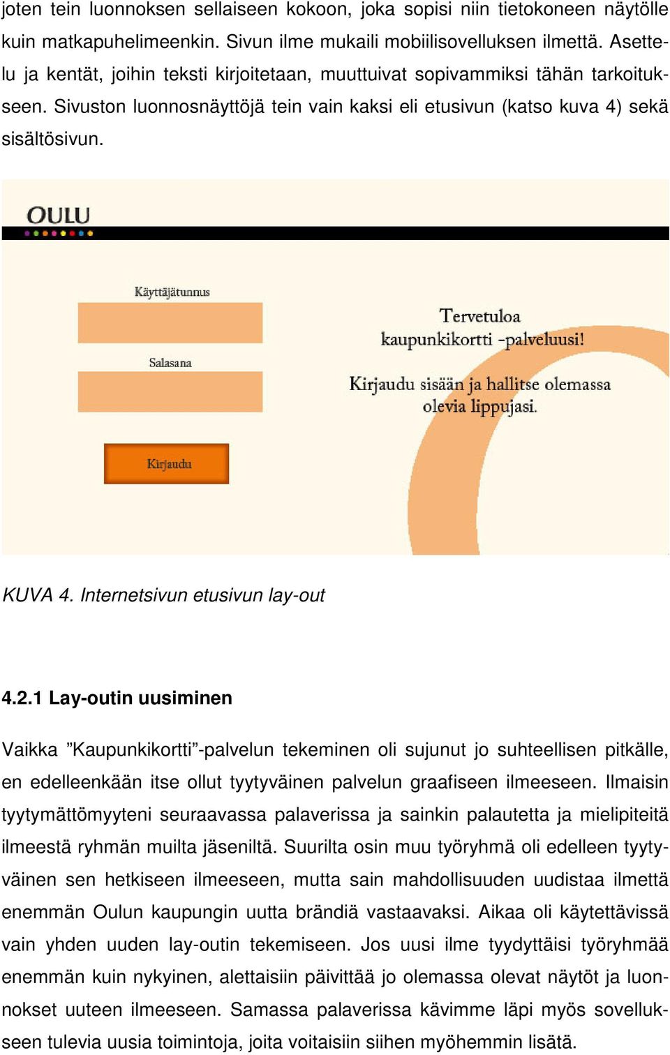 Internetsivun etusivun lay-out 4.2.