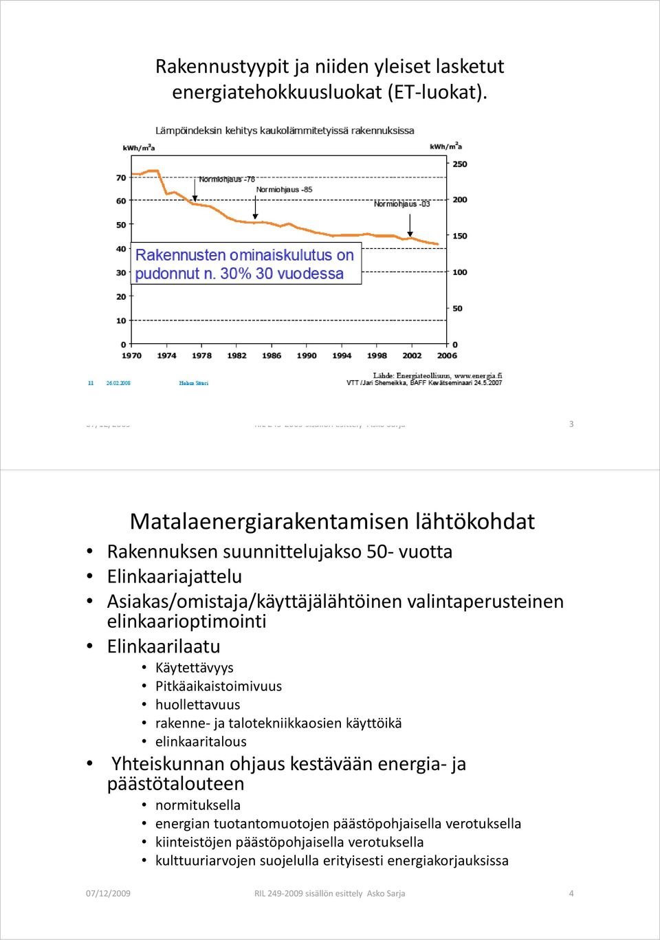 Asiakas/omistaja/käyttäjälähtöinen valintaperusteinen elinkaarioptimointi Elinkaarilaatu Käytettävyys Pitkäaikaistoimivuus huollettavuus rakenne ja talotekniikkaosien käyttöikä