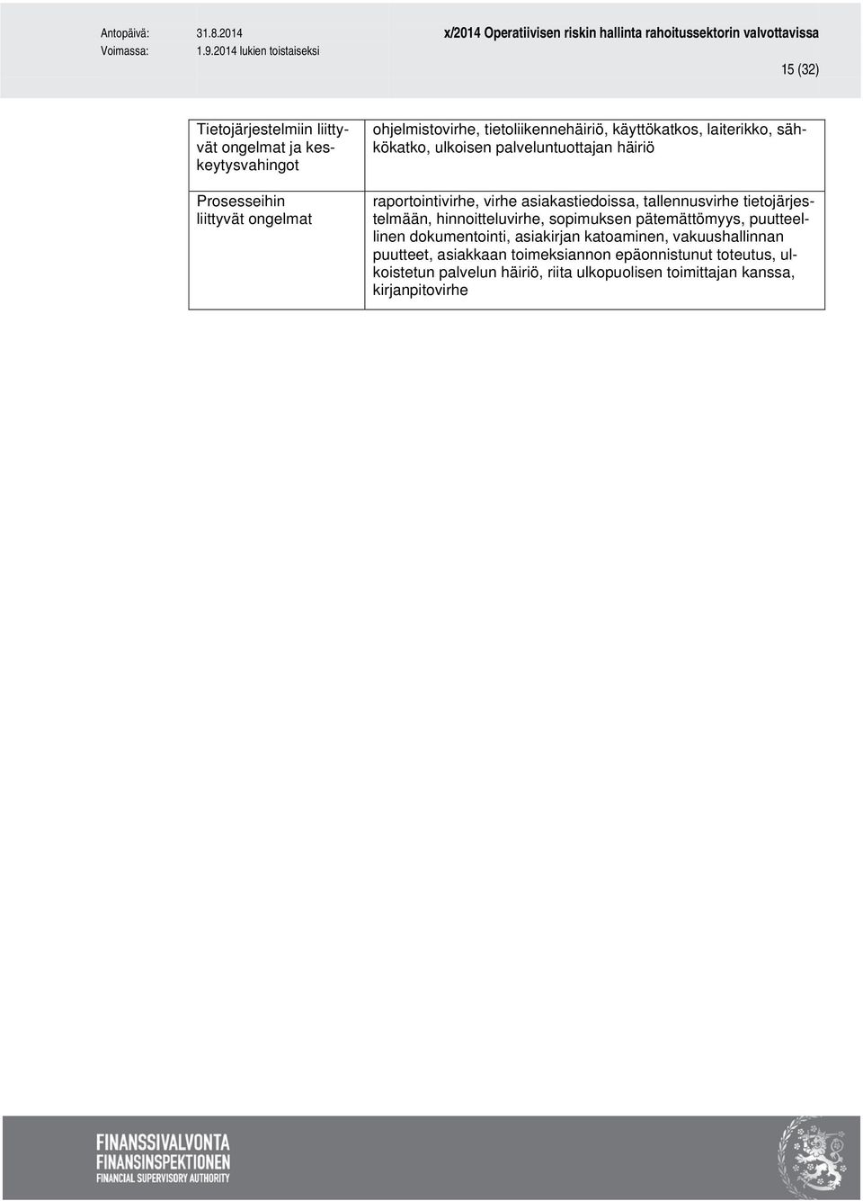 tallennusvirhe tietojärjestelmään, hinnoitteluvirhe, sopimuksen pätemättömyys, puutteellinen dokumentointi, asiakirjan katoaminen,
