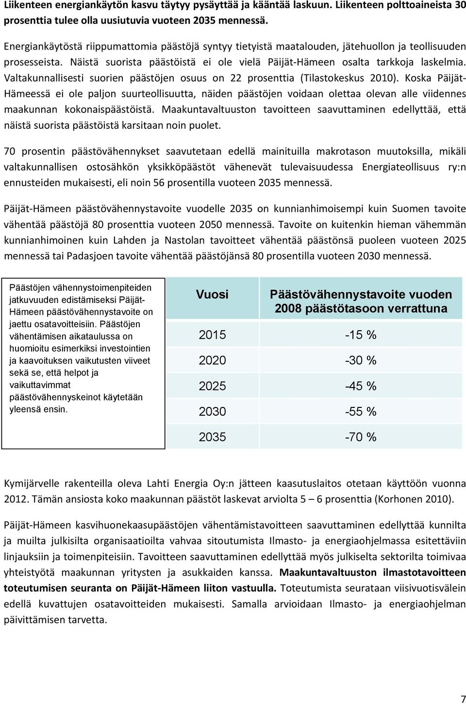 Valtakunnallisesti suorien päästöjen osuus on 22 prosenttia (Tilastokeskus 2010).