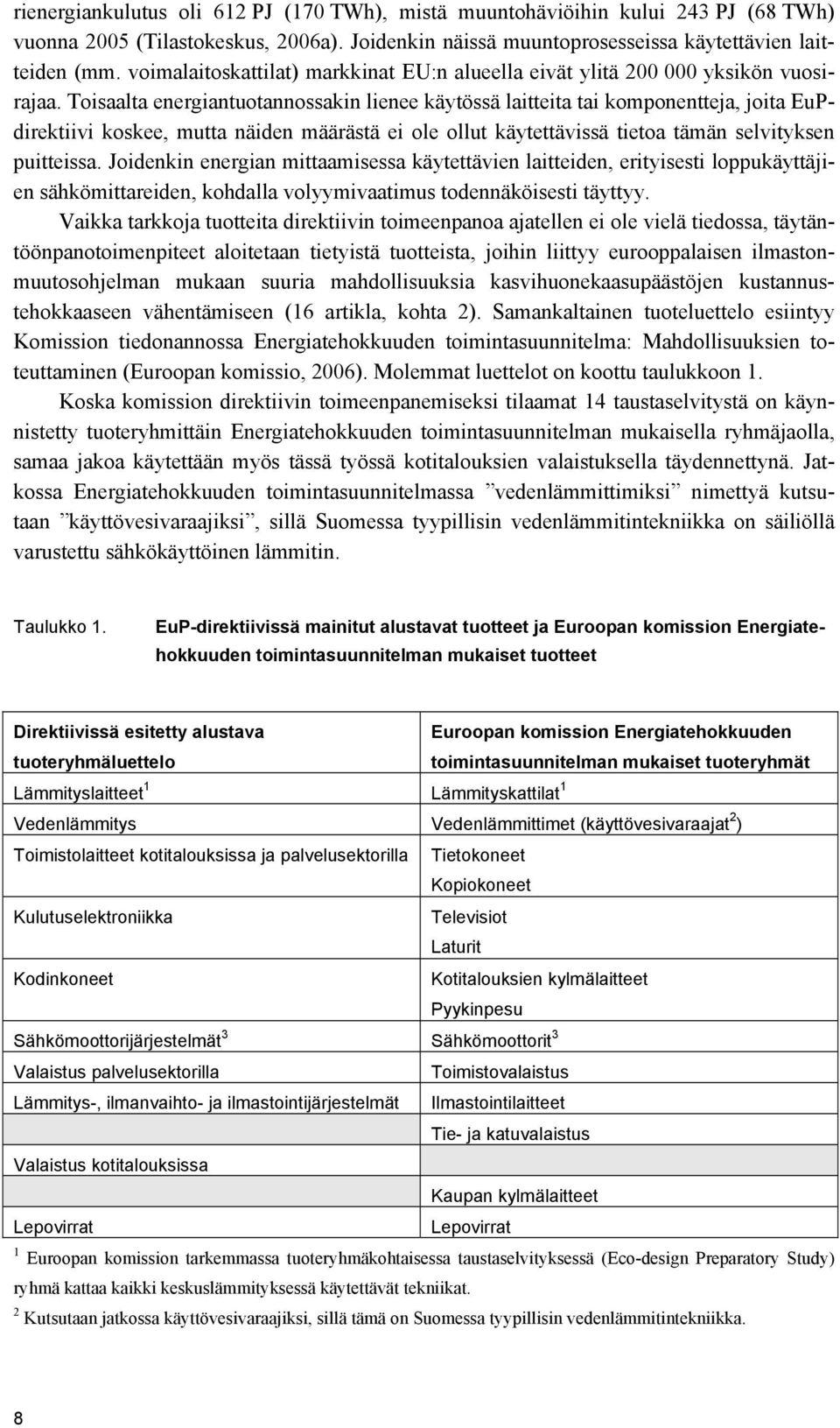 Toisaalta energiantuotannossakin lienee käytössä laitteita tai komponentteja, joita EuPdirektiivi koskee, mutta näiden määrästä ei ole ollut käytettävissä tietoa tämän selvityksen puitteissa.