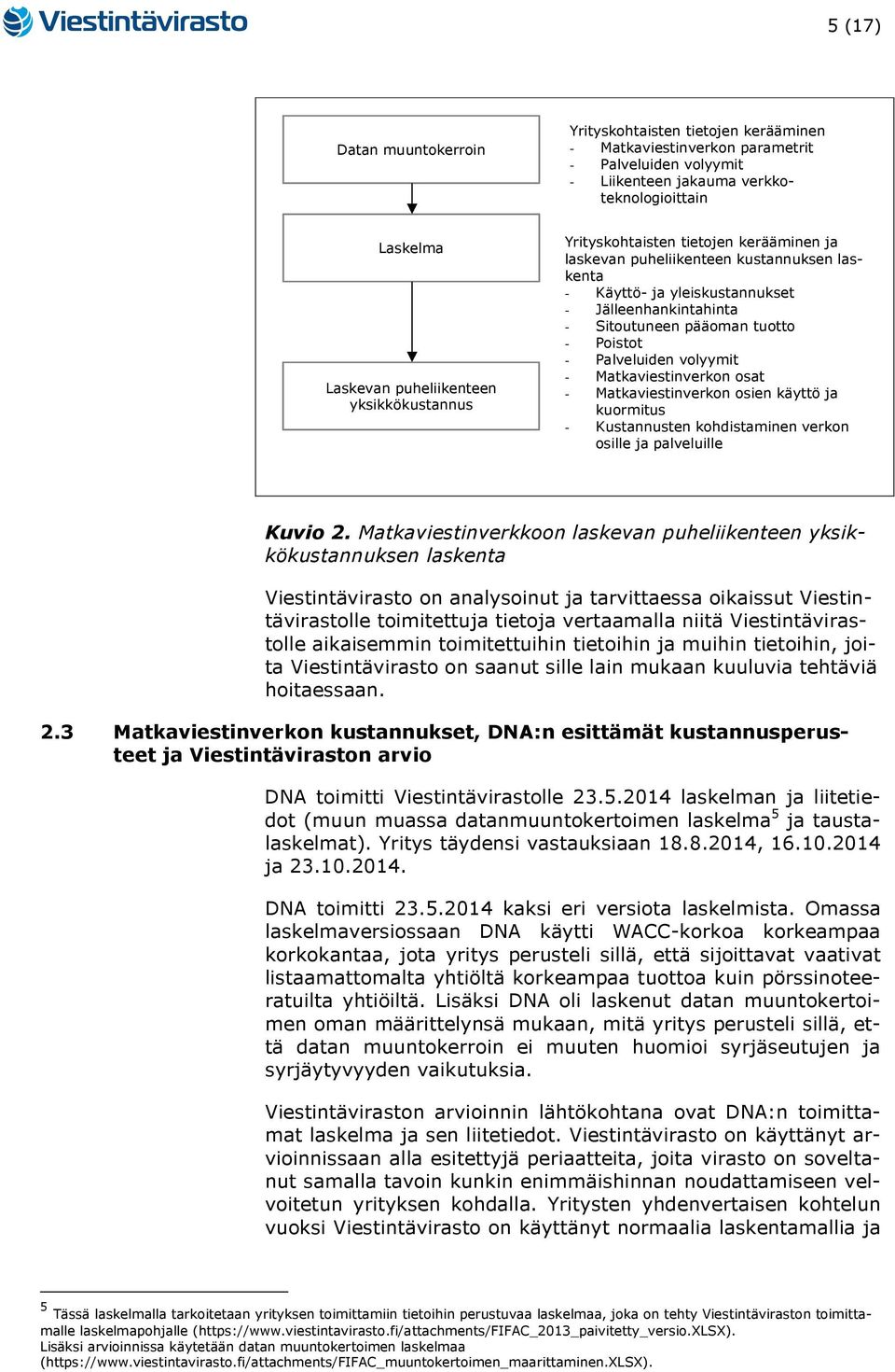 Palveluiden volyymit - Matkaviestinverkon osat - Matkaviestinverkon osien käyttö ja kuormitus - Kustannusten kohdistaminen verkon osille ja palveluille Kuvio 2.