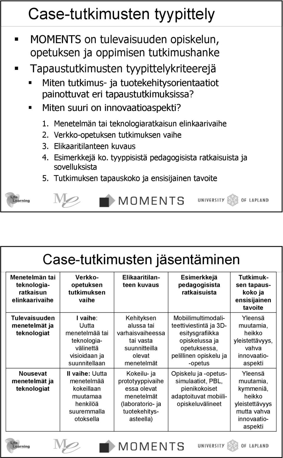 tyyppisistä pedagogisista ratkaisuista ja sovelluksista 5.