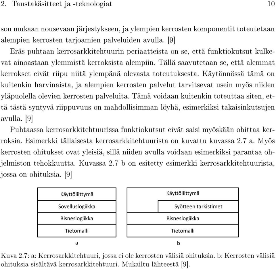 Tällä saavutetaan se, että alemmat kerrokset eivät riipu niitä ylempänä olevasta toteutuksesta.