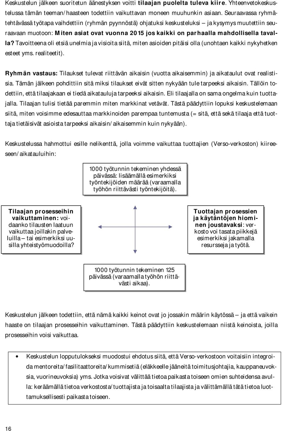 tavalla? Tavoitteena oli etsiä unelmia ja visioita siitä, miten asioiden pitäisi olla (unohtaen kaikki nykyhetken esteet yms. realiteetit).