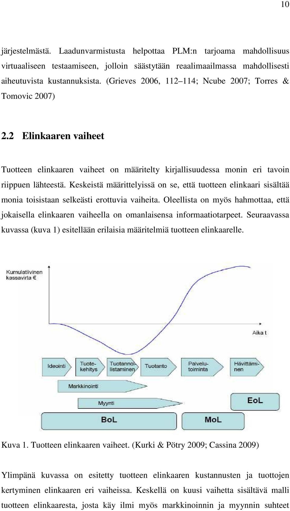 Keskeistä määrittelyissä on se, että tuotteen elinkaari sisältää monia toisistaan selkeästi erottuvia vaiheita.