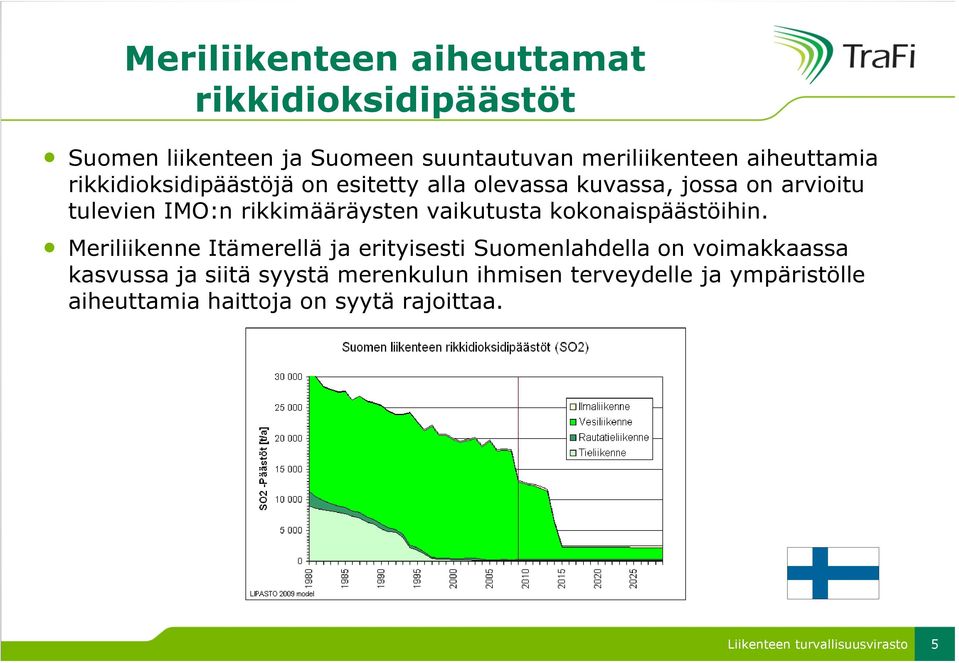 rikkimääräysten vaikutusta kokonaispäästöihin.