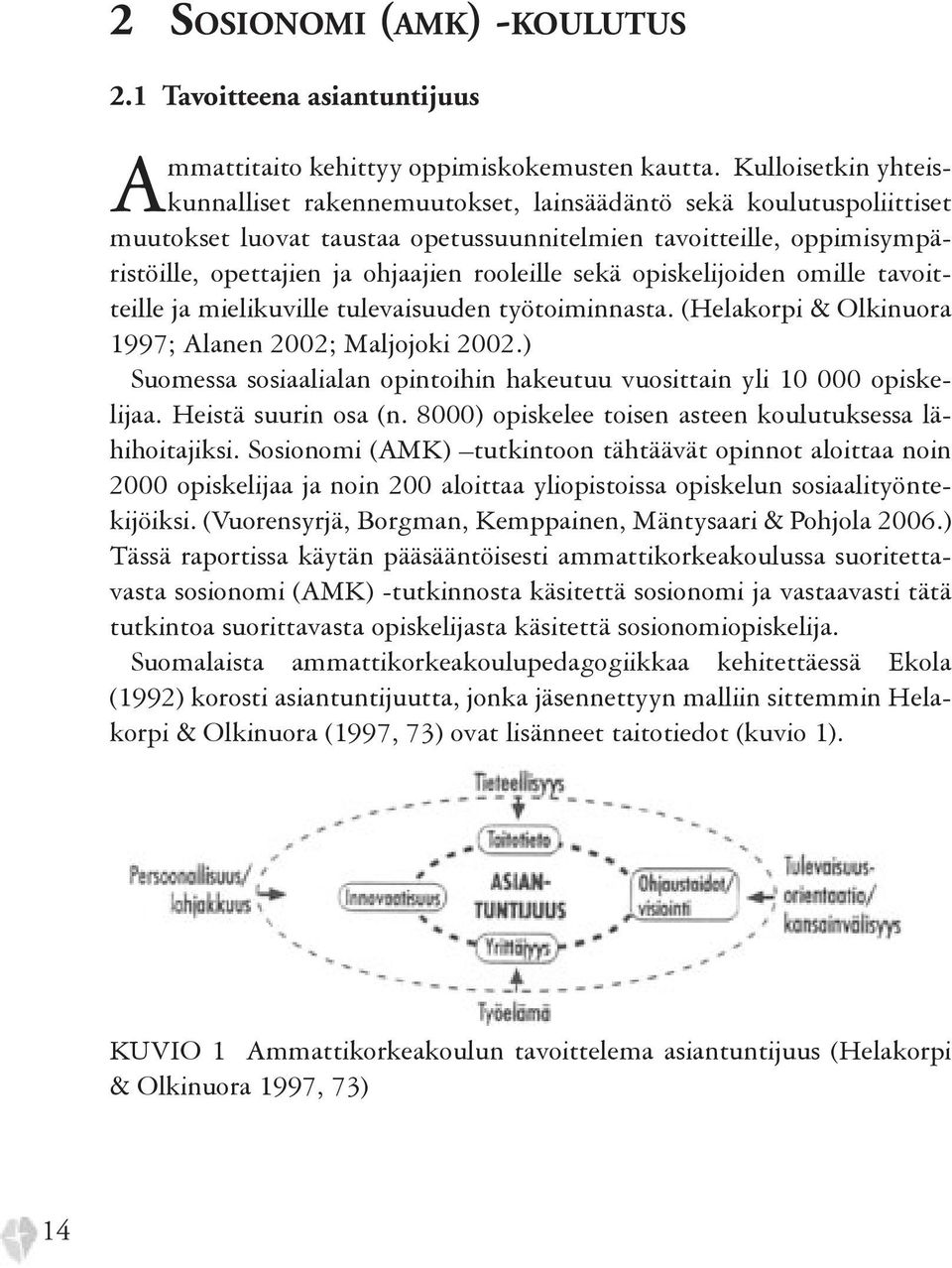 rooleille sekä opiskelijoiden omille tavoitteille ja mielikuville tulevaisuuden työtoiminnasta. (Helakorpi & Olkinuora 1997; Alanen 2002; Maljojoki 2002.