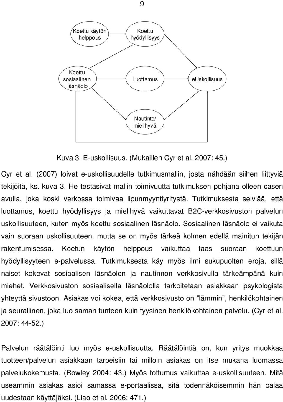 He testasivat mallin toimivuutta tutkimuksen pohjana olleen casen avulla, joka koski verkossa toimivaa lipunmyyntiyritystä.