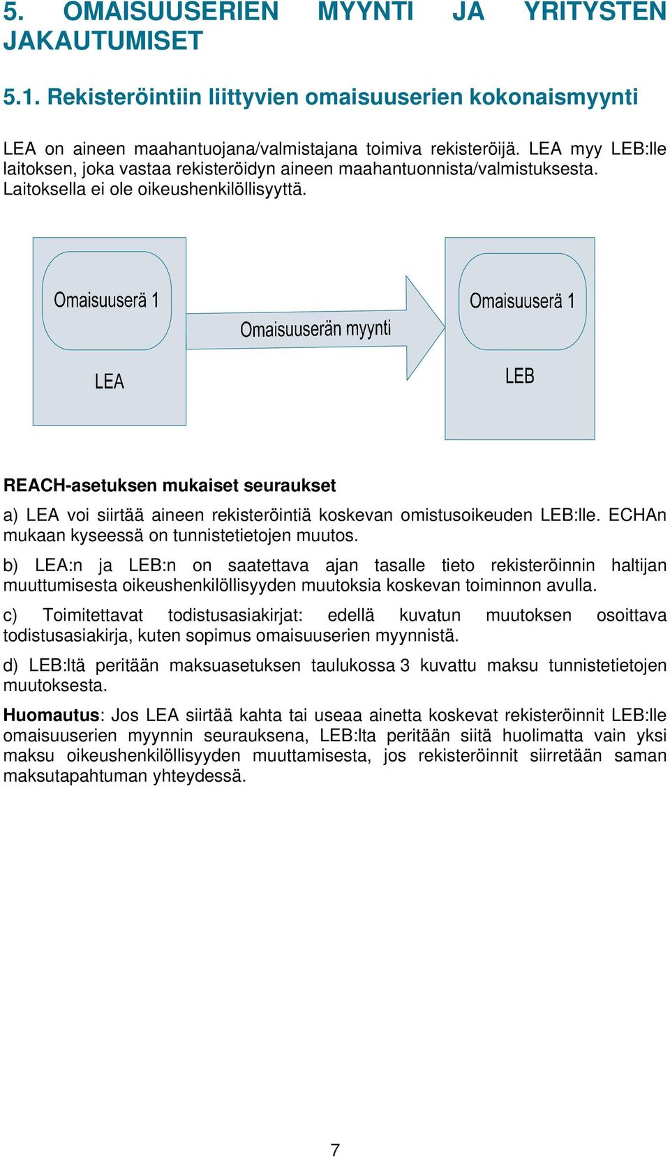 a) LEA voi siirtää aineen rekisteröintiä koskevan omistusoikeuden LEB:lle. ECHAn mukaan kyseessä on tunnistetietojen muutos.