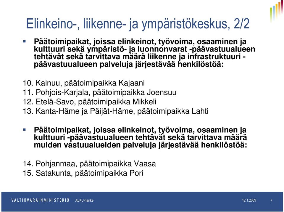 Etelä-Savo, päätoimipaikka Mikkeli 13.