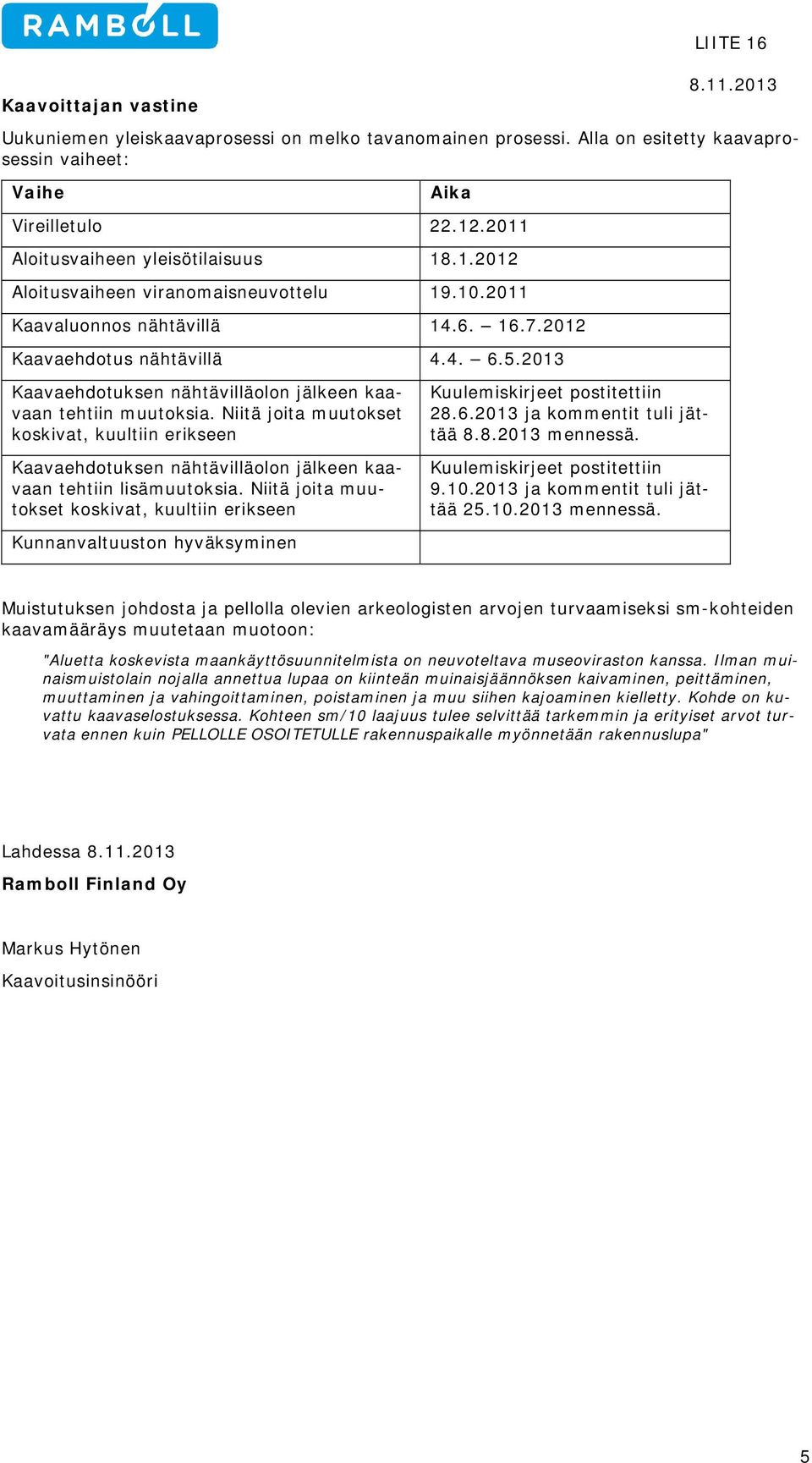 Niitä joita muutokset koskivat, kuultiin erikseen Kaavaehdotuksen nähtävilläolon jälkeen kaavaan tehtiin lisämuutoksia.